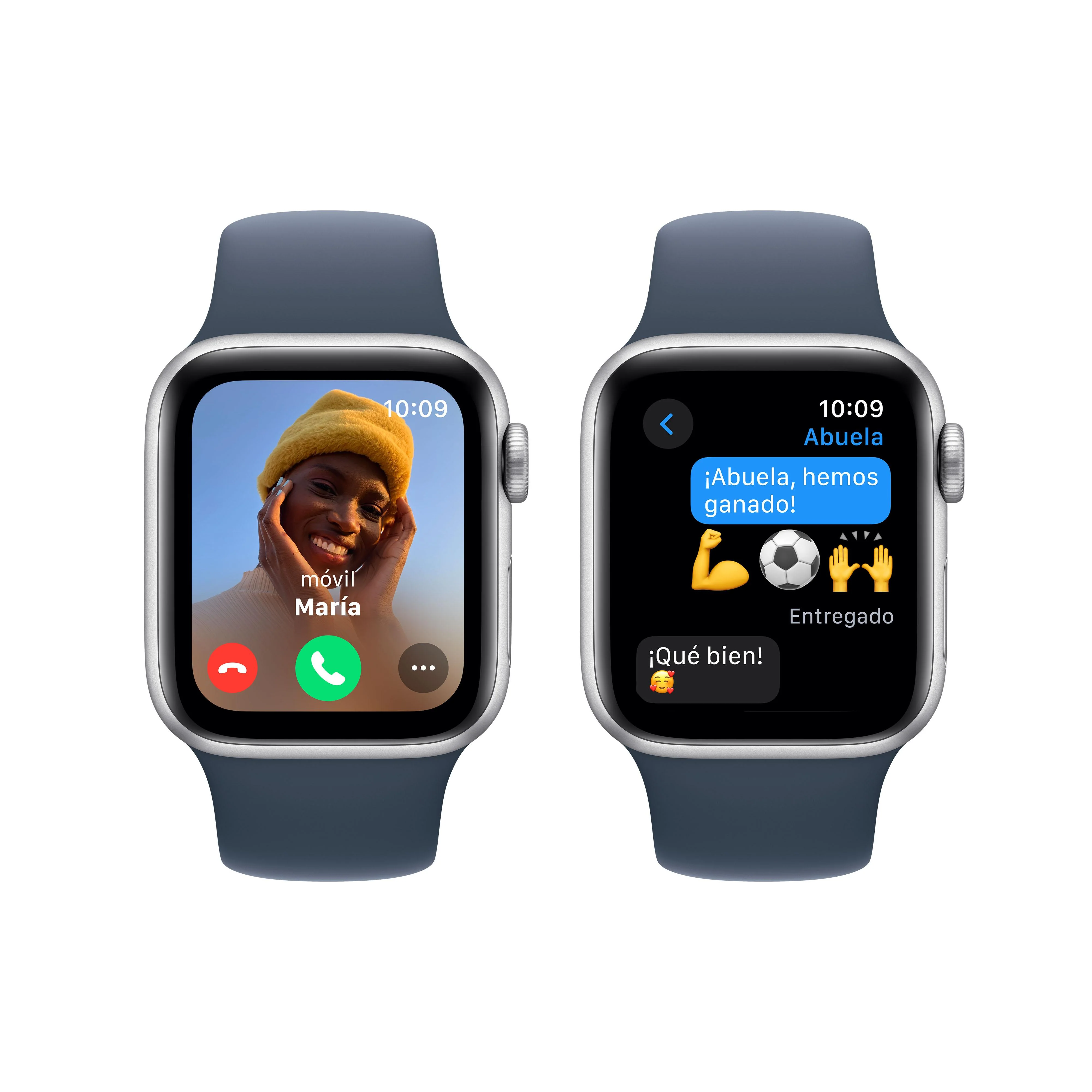 Apple Watch SE (GPS) - Caja de aluminio en plata de 40 mm - Correa deportiva azul tempestad - Talla S/M - Image 4