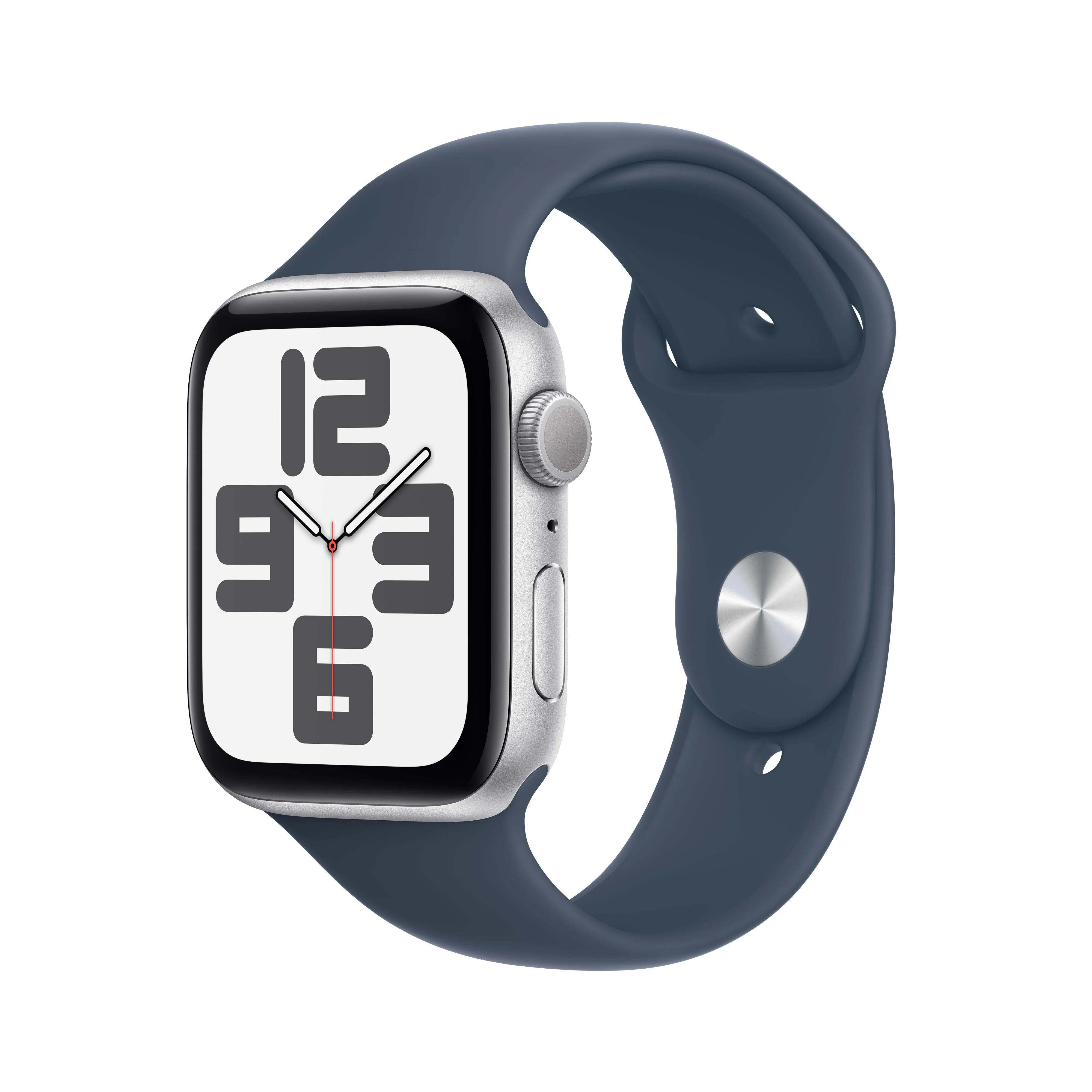 Apple Watch SE (GPS) - Caja de aluminio en plata de 44 mm - Correa deportiva azul tempestad - Talla S/M