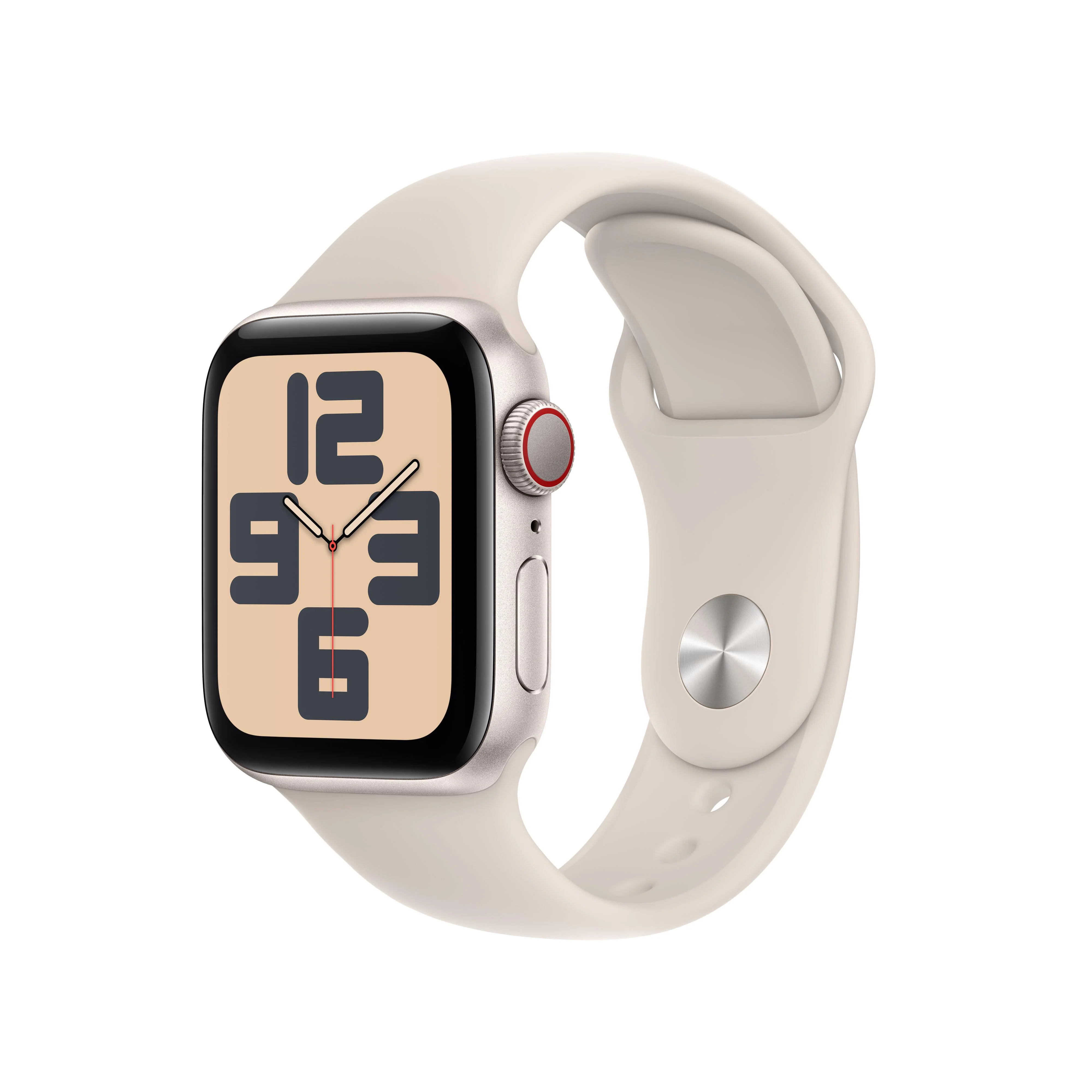 Apple Watch SE (GPS + Cellular) - Caja de aluminio en blanco estrella de 40 mm - Correa deportiva blanco estrella - Talla M/L