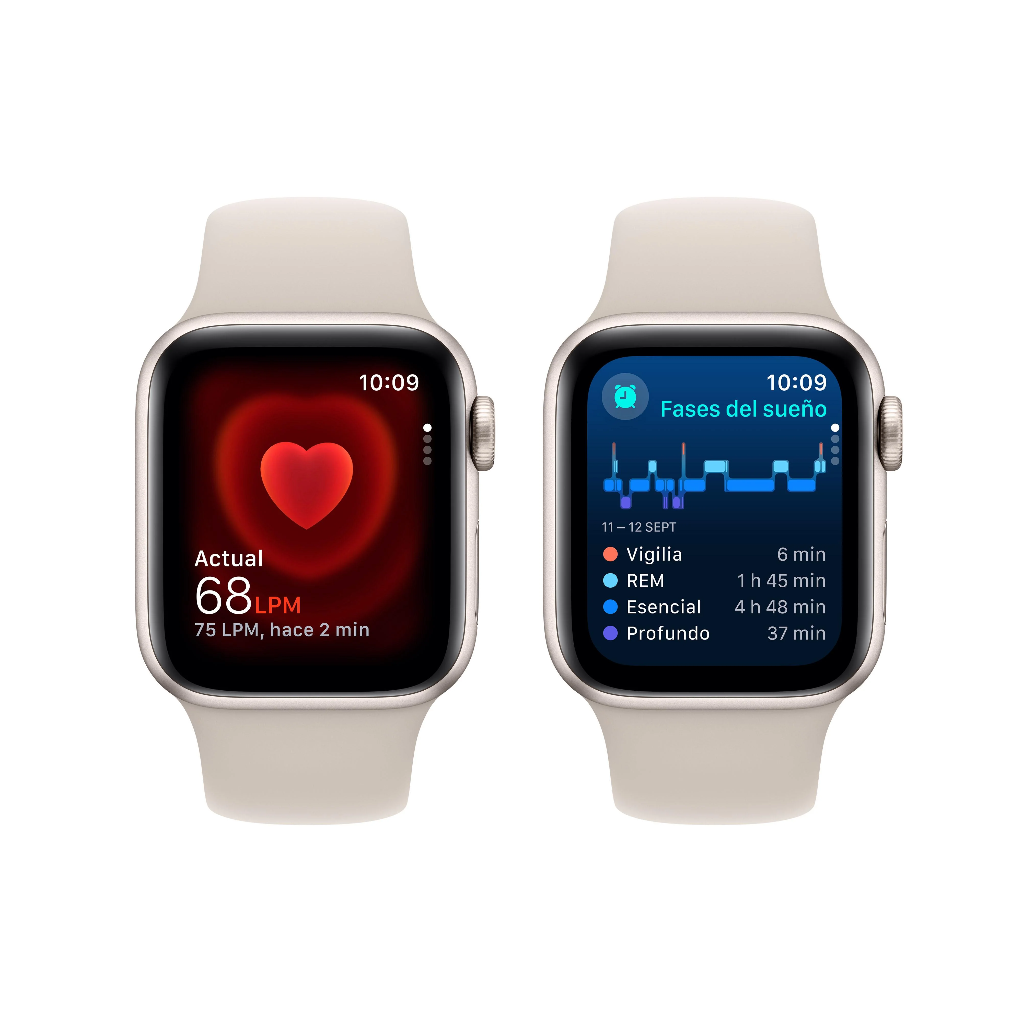 Apple Watch SE (GPS + Cellular) - Caja de aluminio en blanco estrella de 40 mm - Correa deportiva blanco estrella - Talla M/L - Image 5