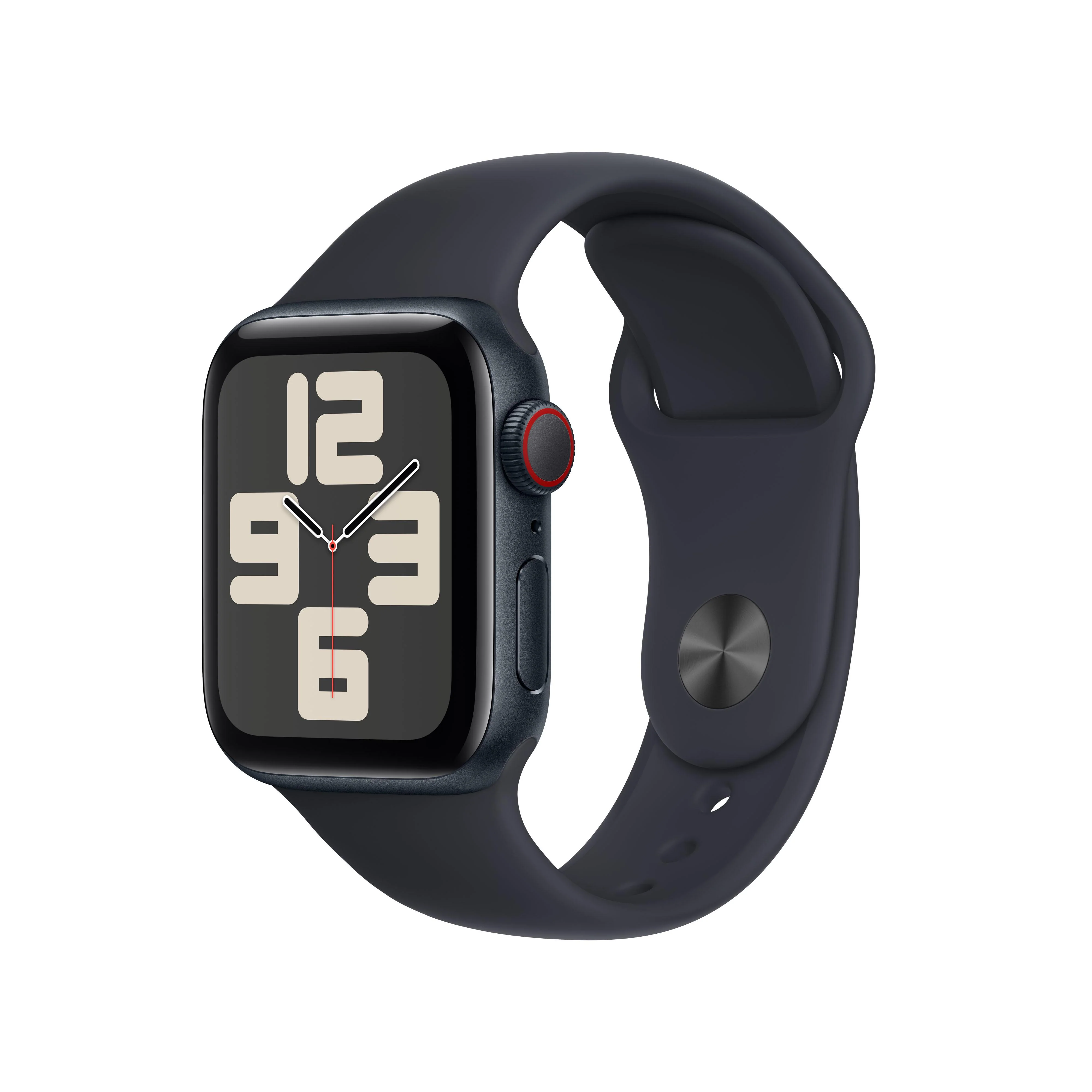 Apple Watch SE (GPS + Cellular) - Caja de aluminio en color medianoche de 40 mm - Correa deportiva color medianoche - Talla S/M