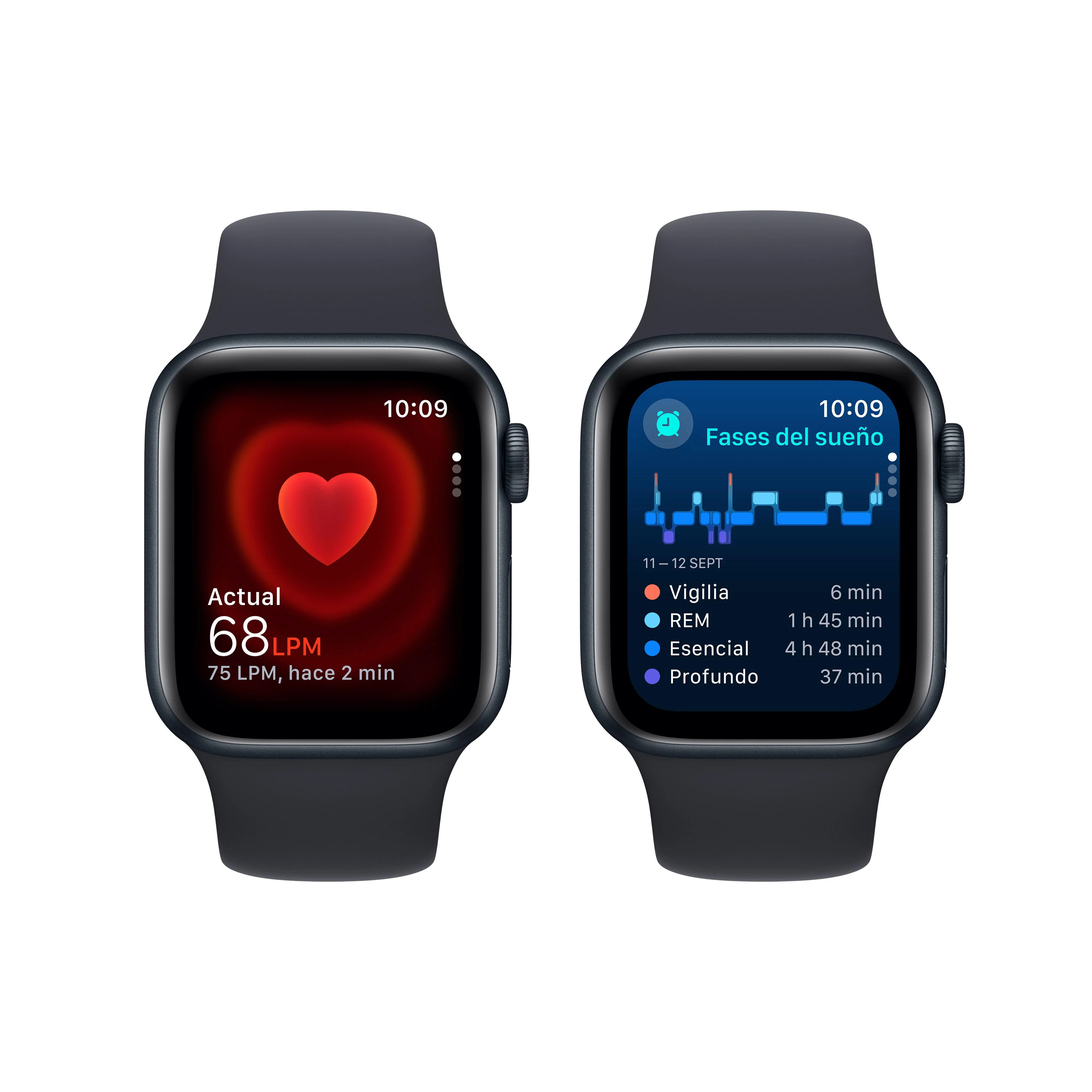 Apple Watch SE (GPS + Cellular) - Caja de aluminio en color medianoche de 40 mm - Correa deportiva color medianoche - Talla S/M - Image 5