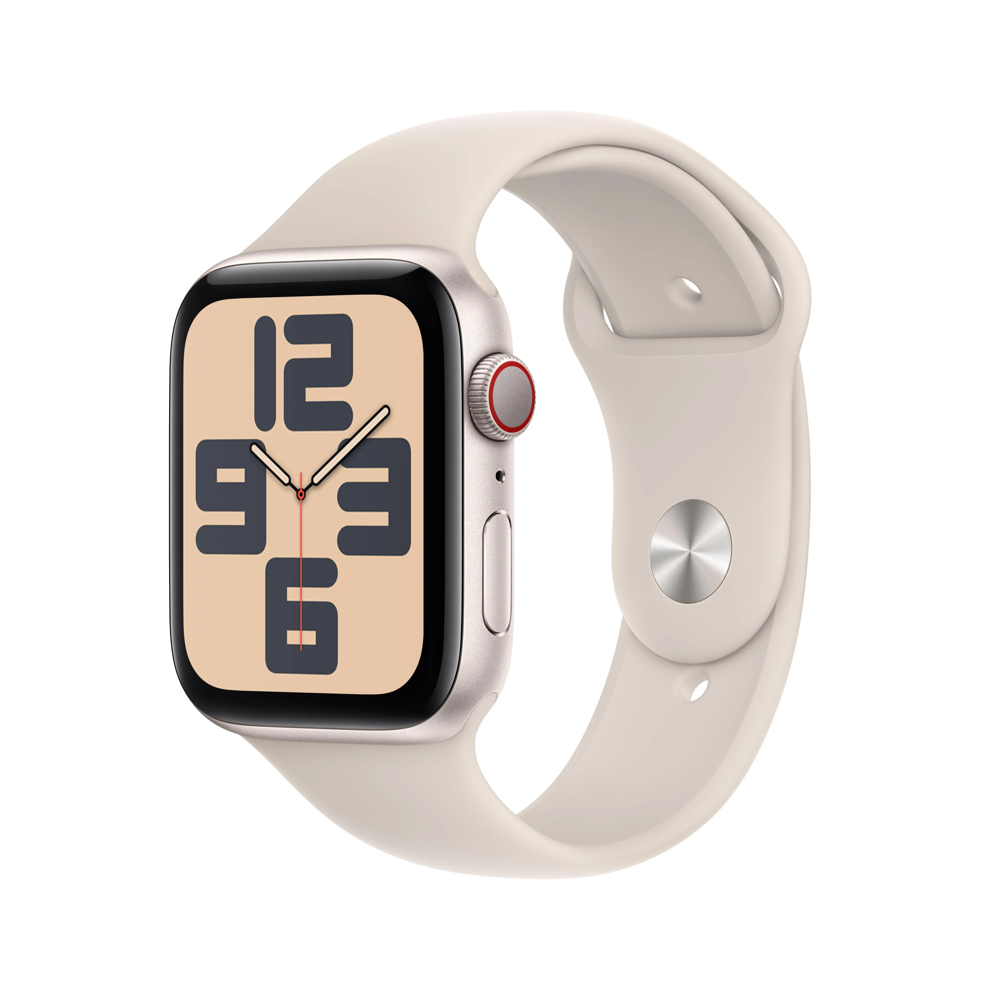 Apple Watch SE (GPS + Cellular) - Caja de aluminio en blanco estrella de 44 mm - Correa deportiva blanco estrella - Talla S/M