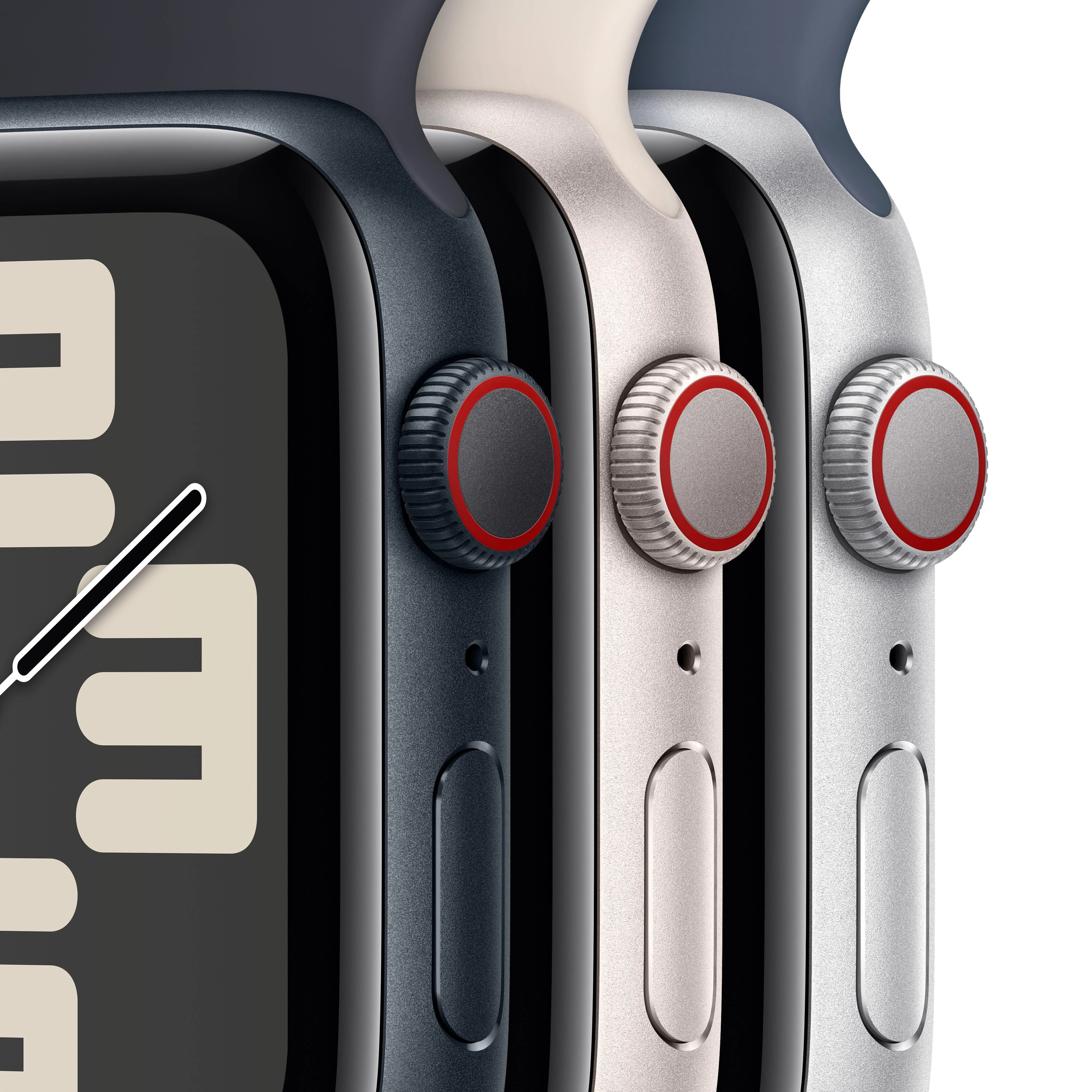 Apple Watch SE (GPS + Cellular) - Caja de aluminio en blanco estrella de 44 mm - Correa deportiva blanco estrella - Talla M/L - Image 3