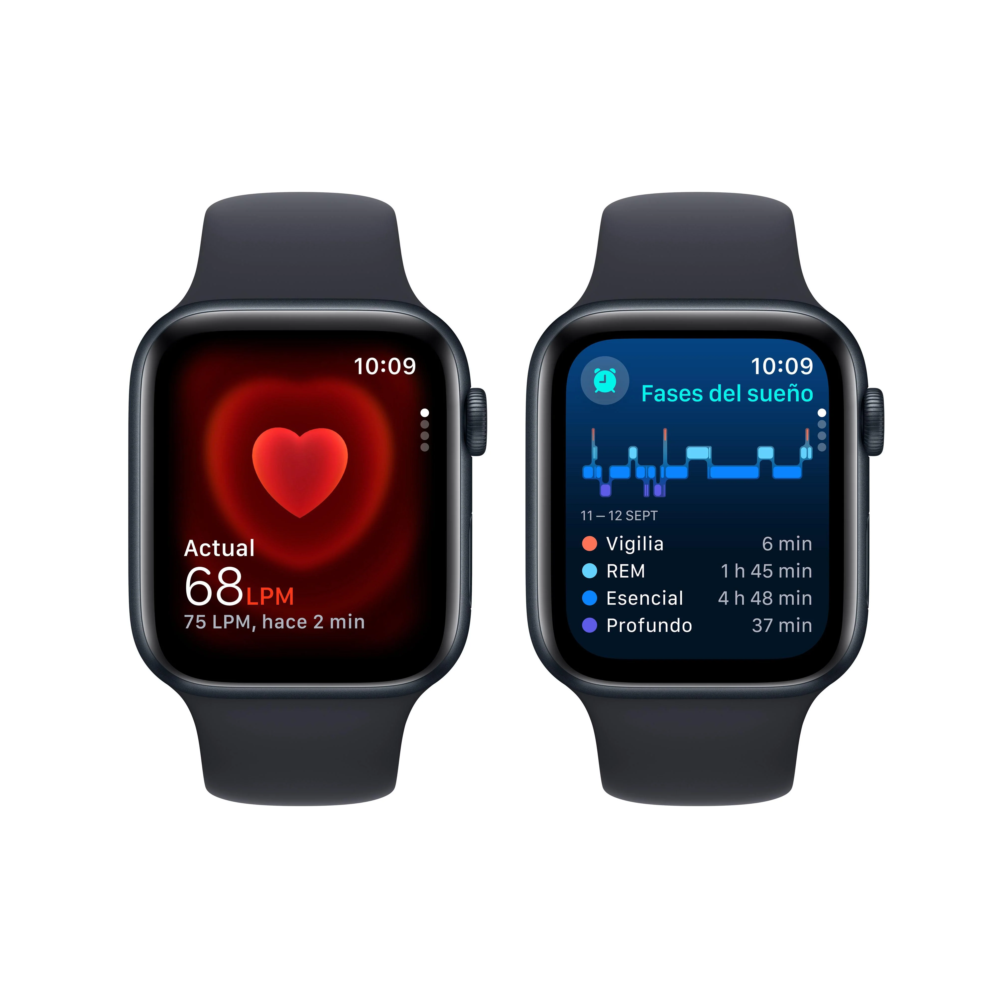Apple Watch SE (GPS + Cellular) - Caja de aluminio en color medianoche de 44 mm - Correa deportiva color medianoche - Talla S/M - Image 5