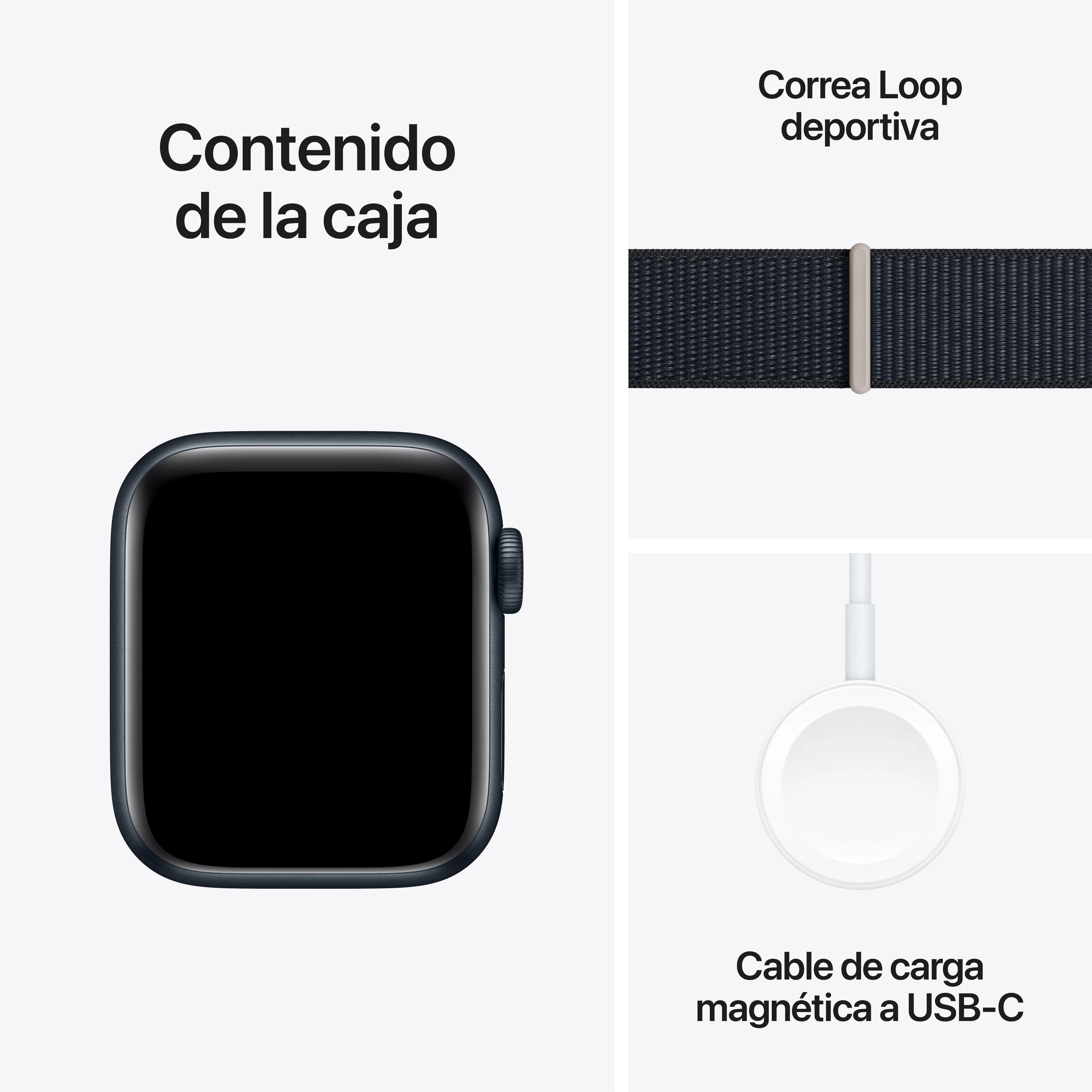 Apple Watch SE (GPS) - Caja de aluminio en color medianoche de 40 mm - Correa Loop deportiva color medianoche - Image 8