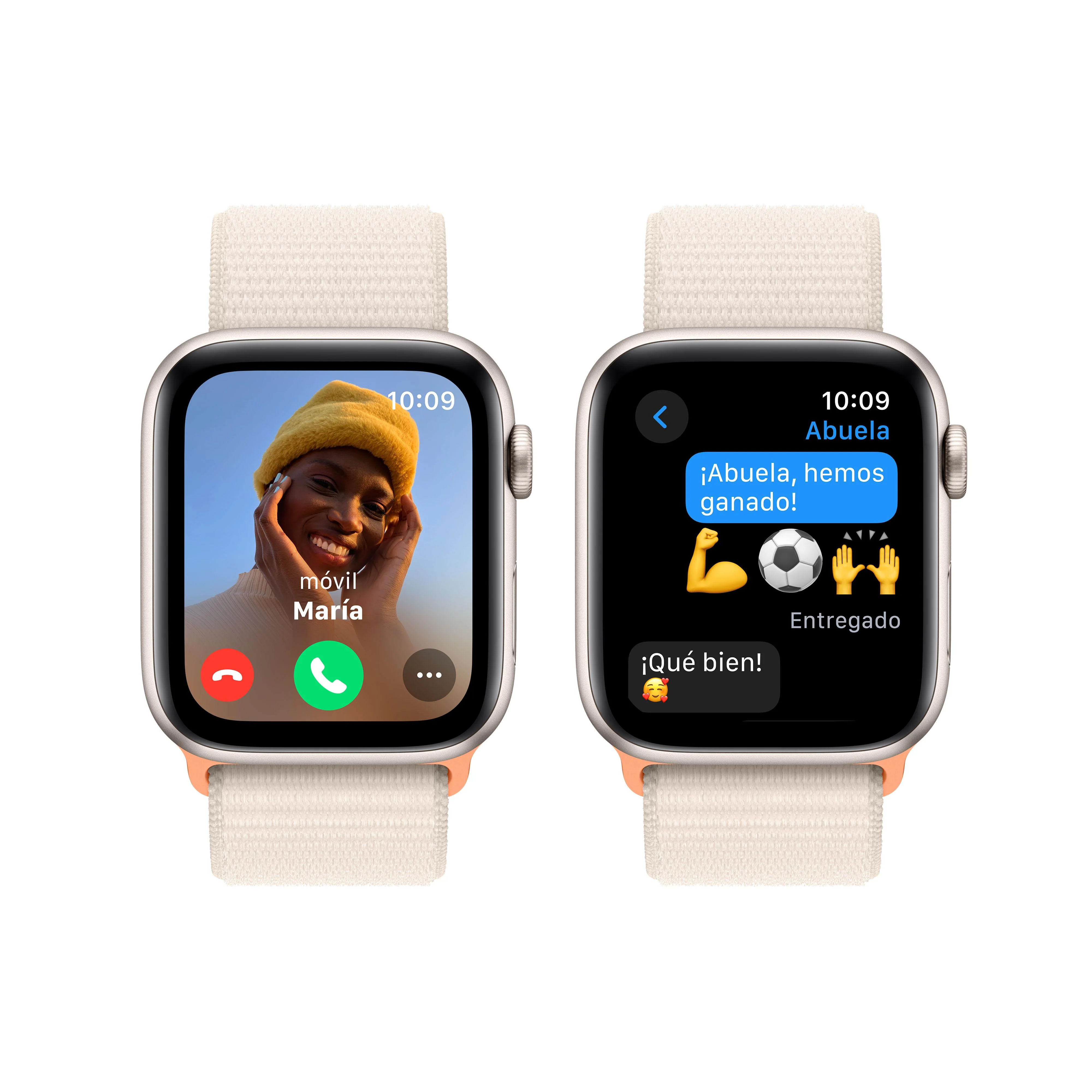 Apple Watch SE (GPS) - Caja de aluminio en blanco estrella de 44 mm - Correa Loop deportiva blanco estrella - Image 4