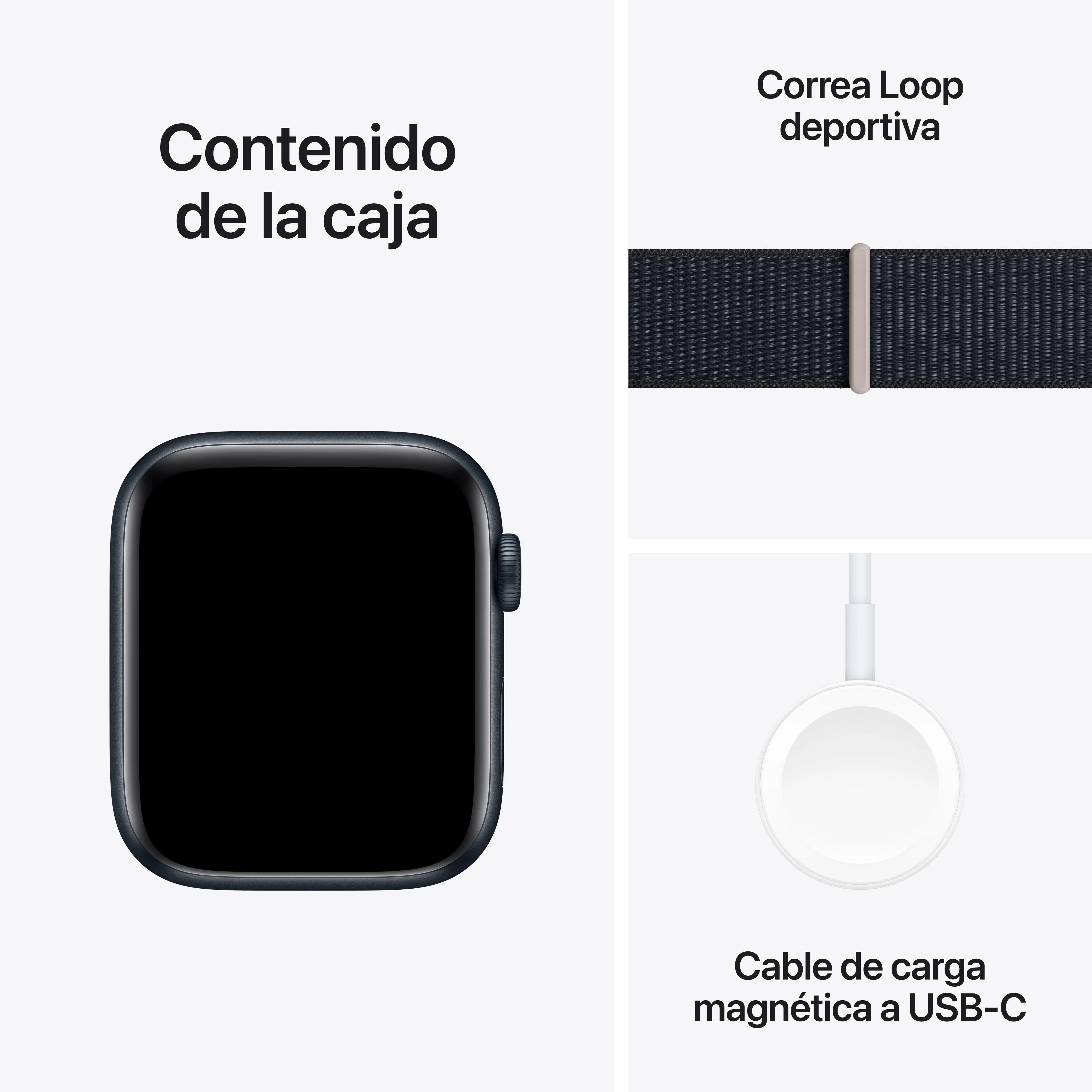 Apple Watch SE (GPS) - Caja de aluminio en color medianoche de 44 mm - Correa Loop deportiva color medianoche - Image 8