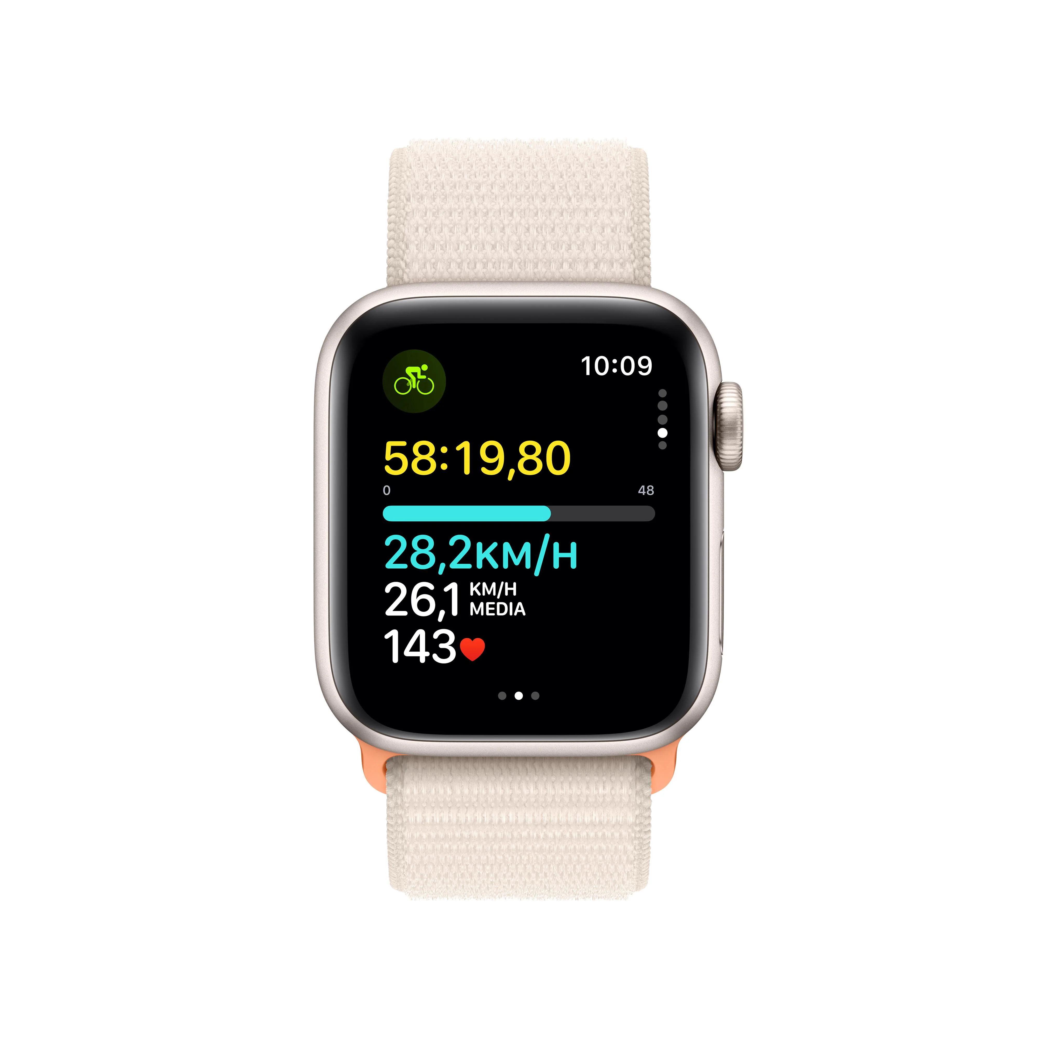 Apple Watch SE (GPS + Cellular) - Caja de aluminio en blanco estrella de 40 mm - Correa Loop deportiva blanco estrella - Image 6