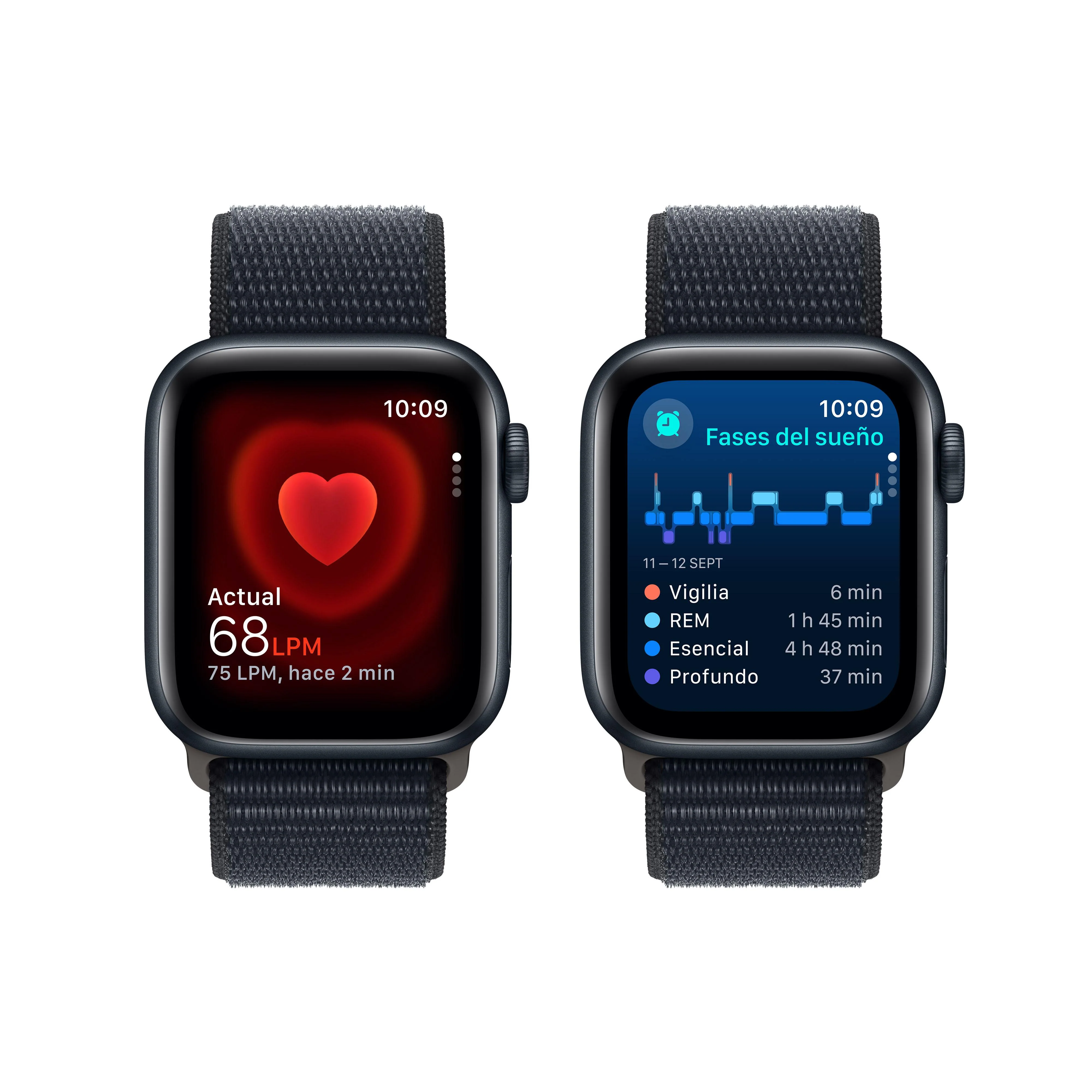 Apple Watch SE (GPS + Cellular) - Caja de aluminio en color medianoche de 40 mm - Correa Loop deportiva color medianoche - Image 5