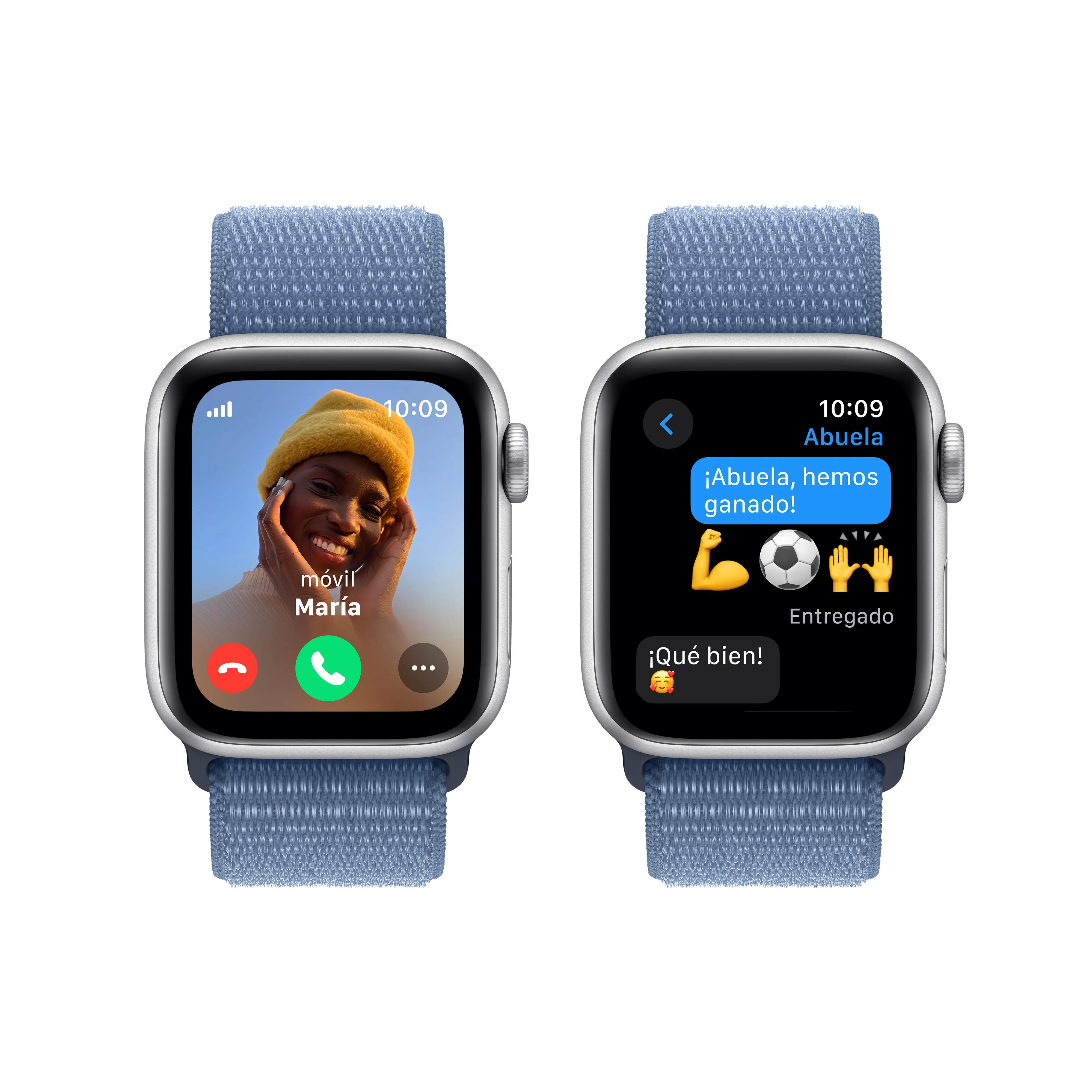 Apple Watch SE (GPS + Cellular) - Caja de aluminio en plata de 40 mm - Correa Loop deportiva azul invierno - Image 4