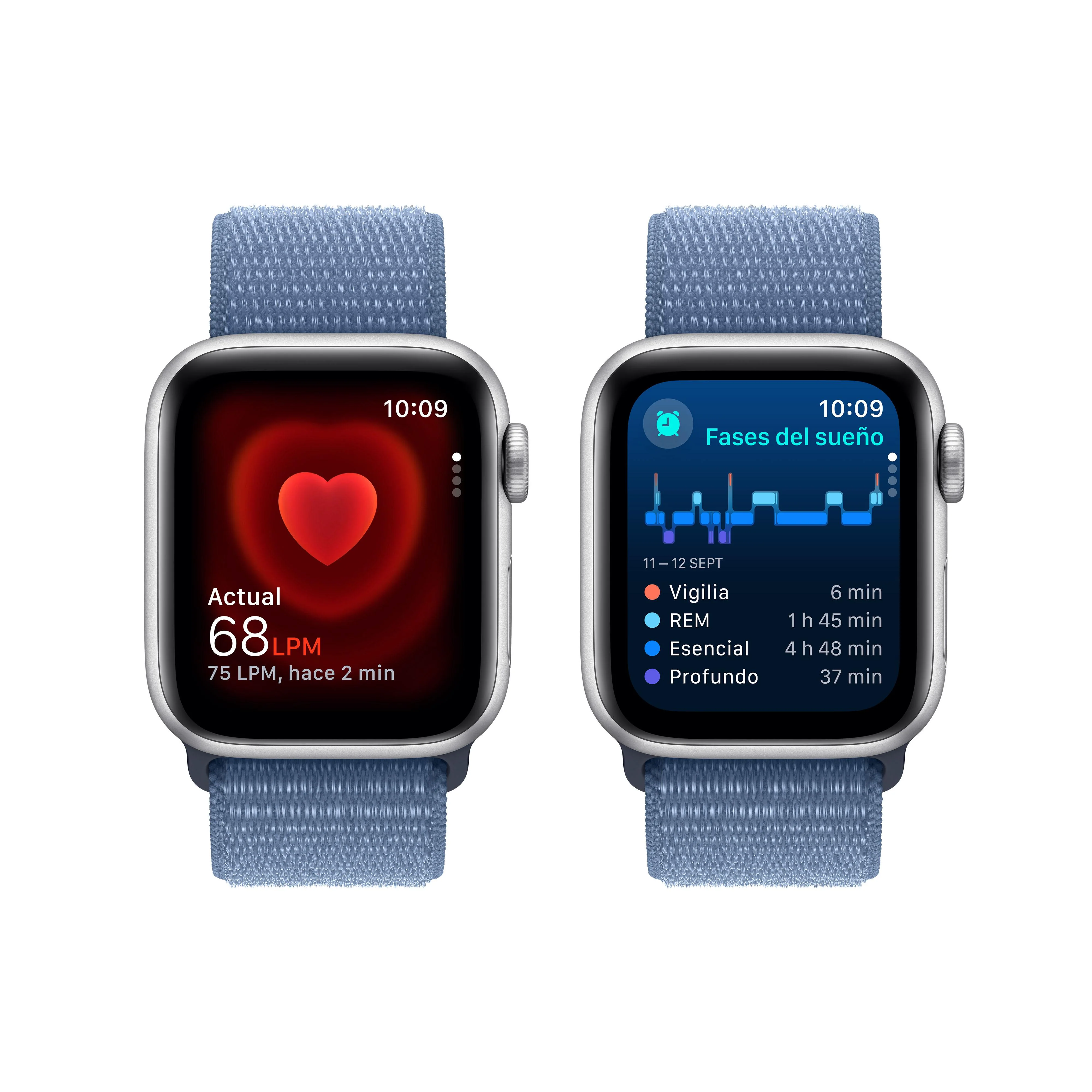 Apple Watch SE (GPS + Cellular) - Caja de aluminio en plata de 40 mm - Correa Loop deportiva azul invierno - Image 5