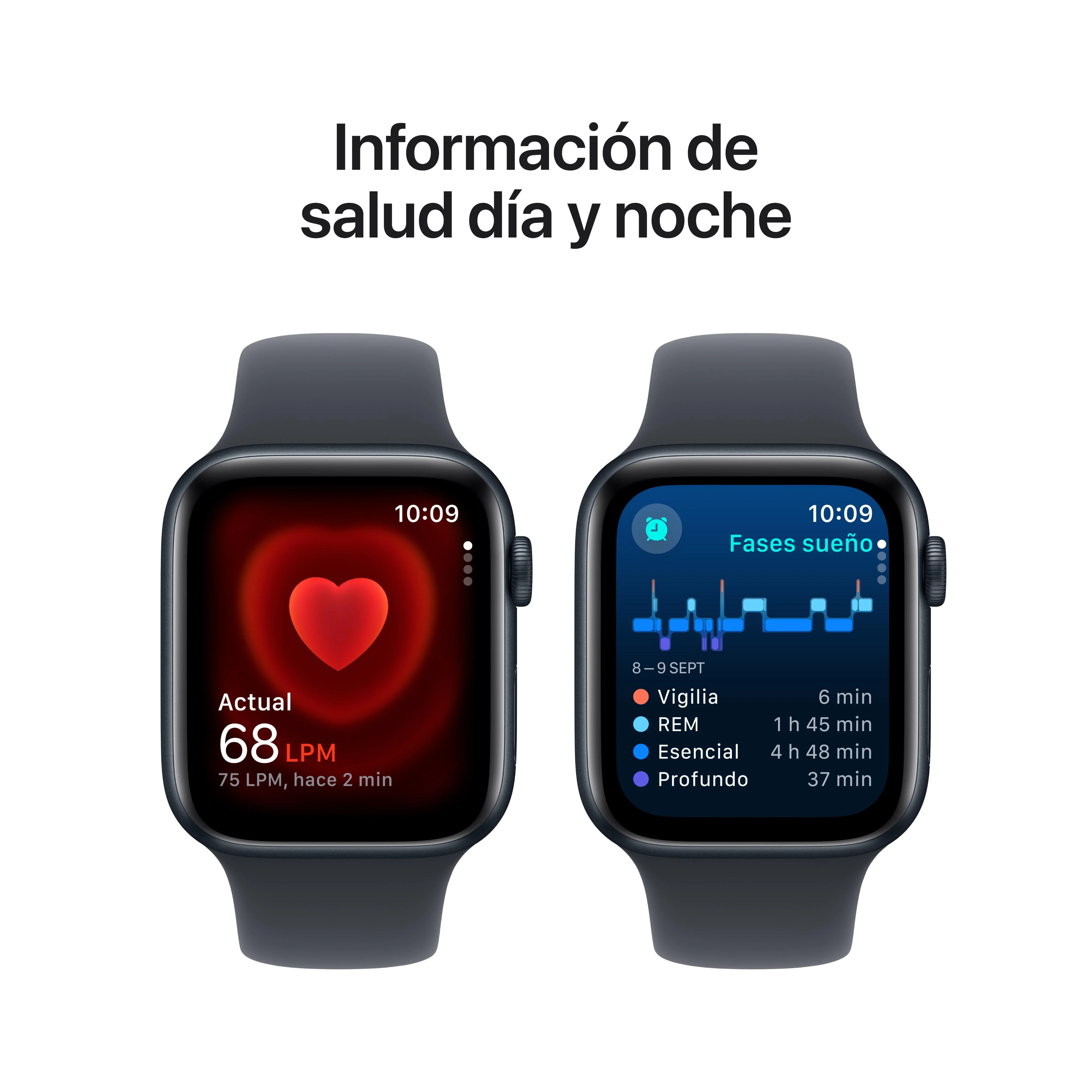 Apple Watch SE (GPS + Cellular) - Caja de aluminio en color medianoche de 44 mm - Correa deportiva color medianoche - Talla S/M - Image 5