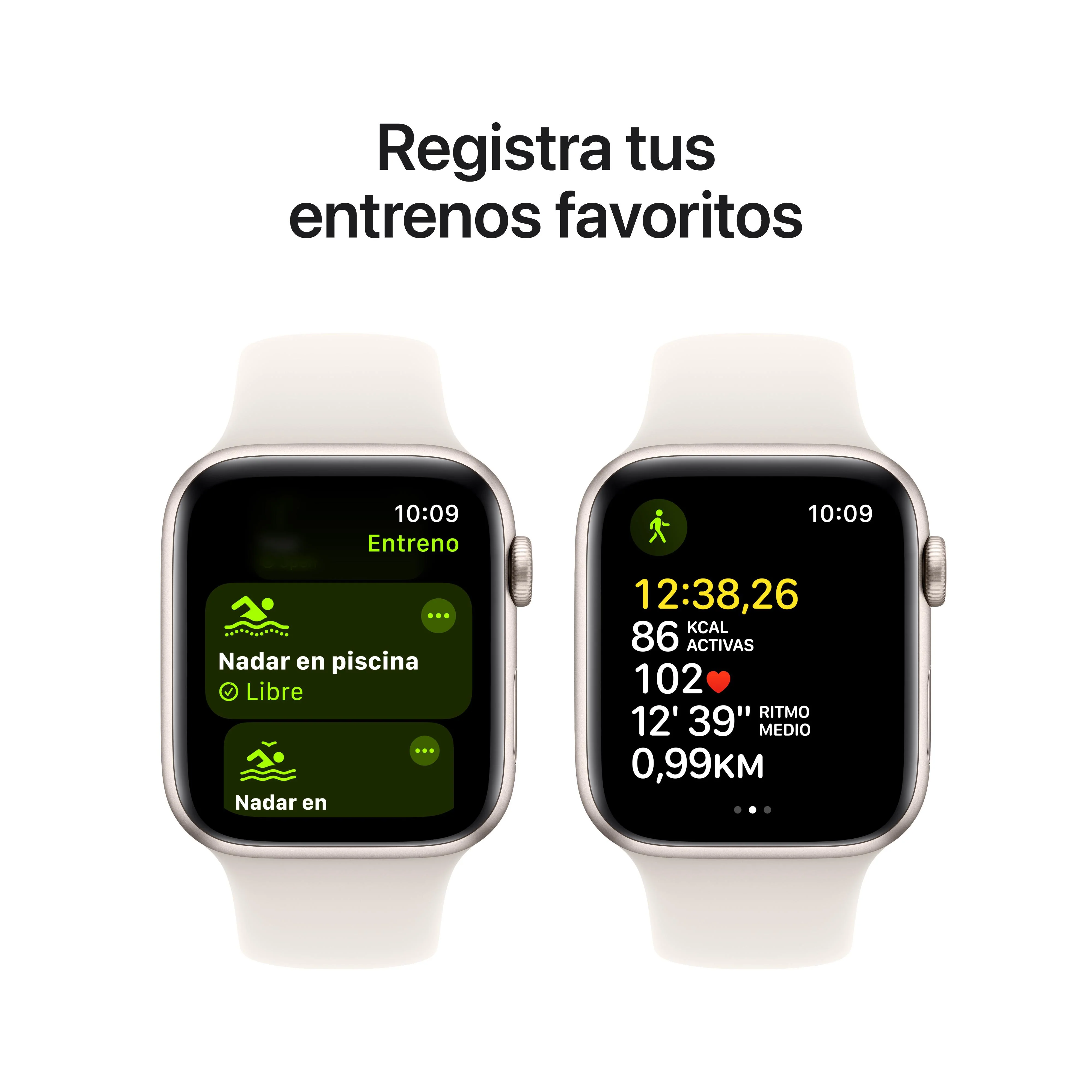 Apple Watch SE (GPS + Cellular) - Caja de aluminio en blanco estrella de 44 mm - Correa deportiva blanco estrella - Talla S/M - Image 6