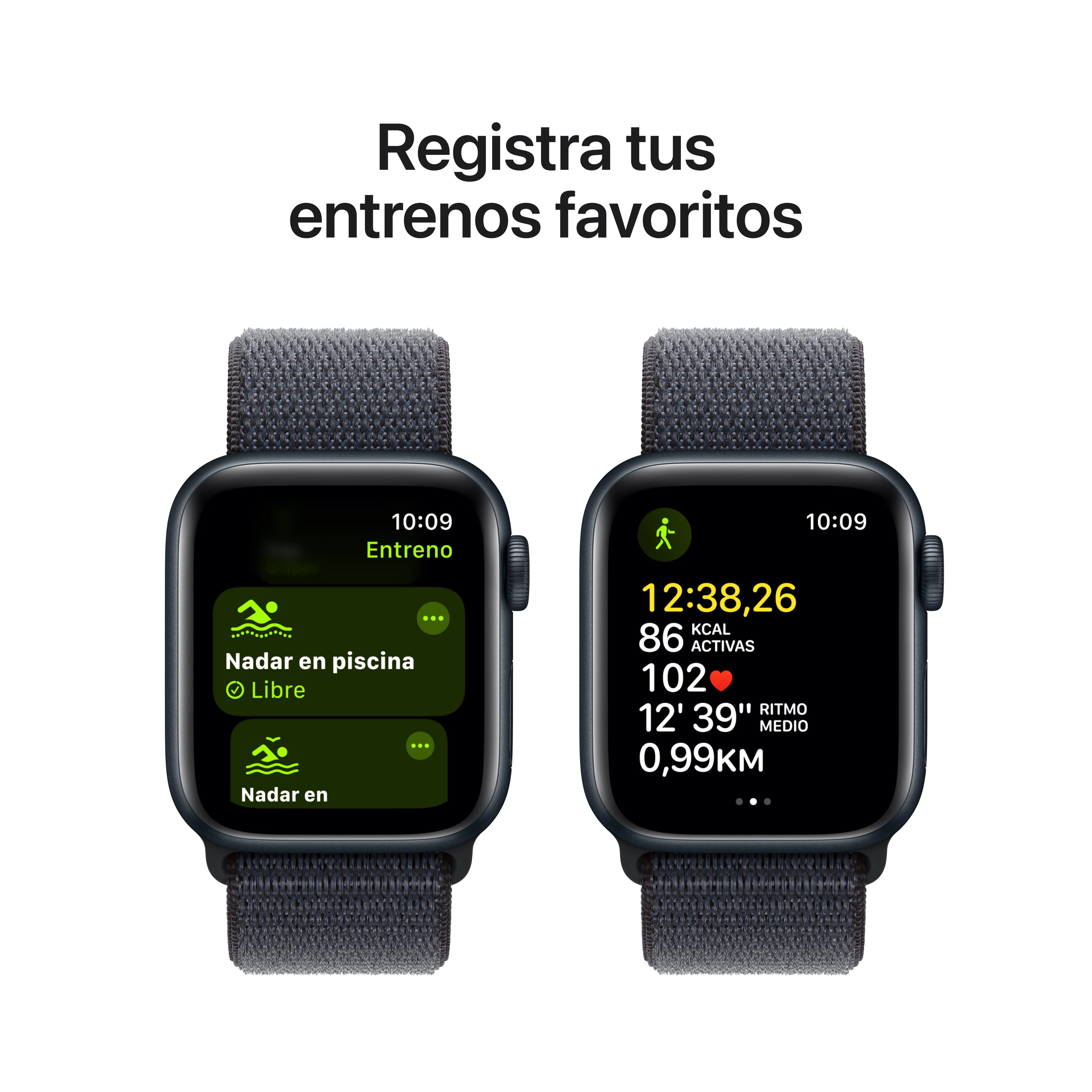 Apple Watch SE (GPS + Cellular) - Caja de aluminio en color medianoche de 40 mm - Correa Loop deportiva color tinta - Image 6