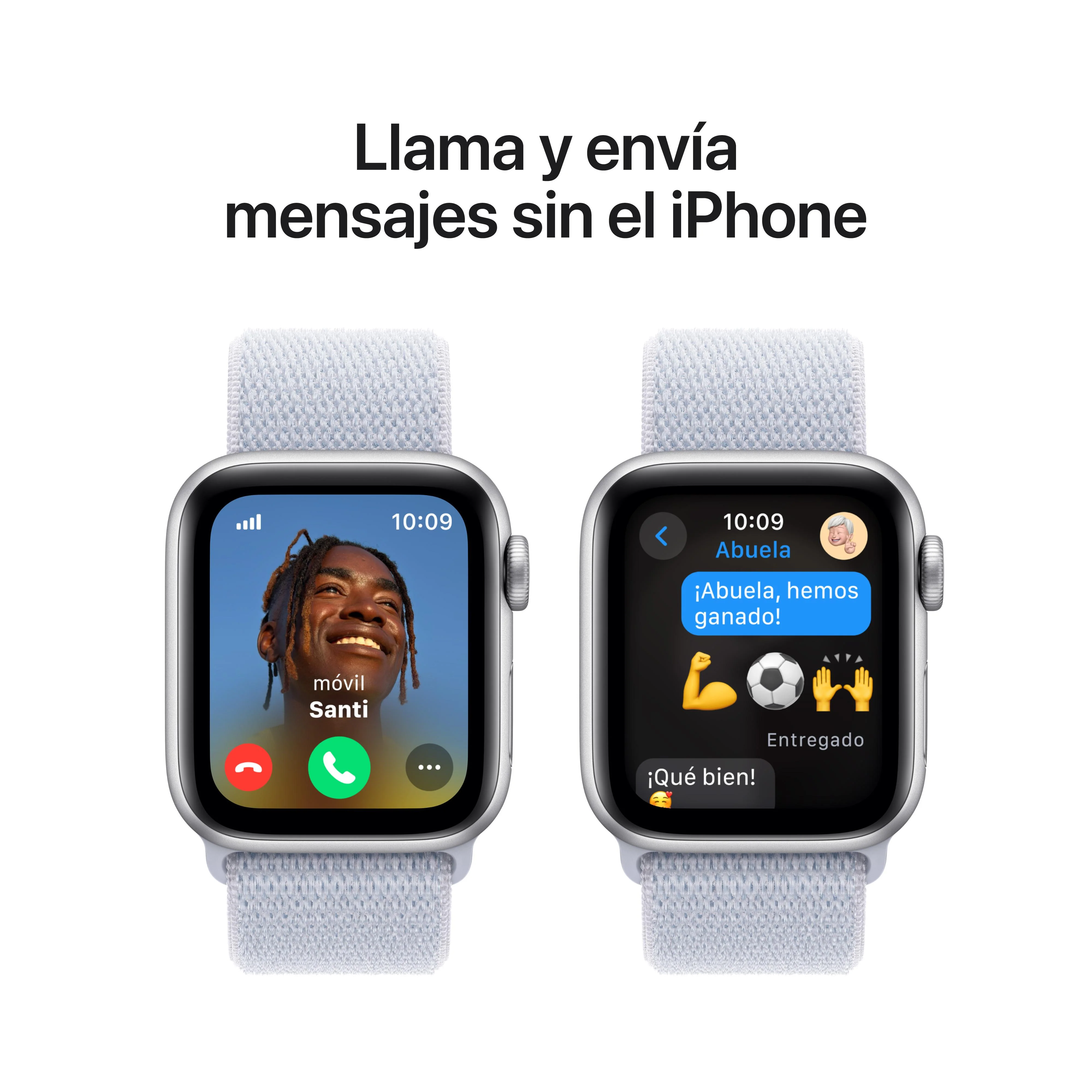 Apple Watch SE (GPS + Cellular) - Caja de aluminio en plata de 40 mm - Correa Loop deportiva azul nube - Image 4