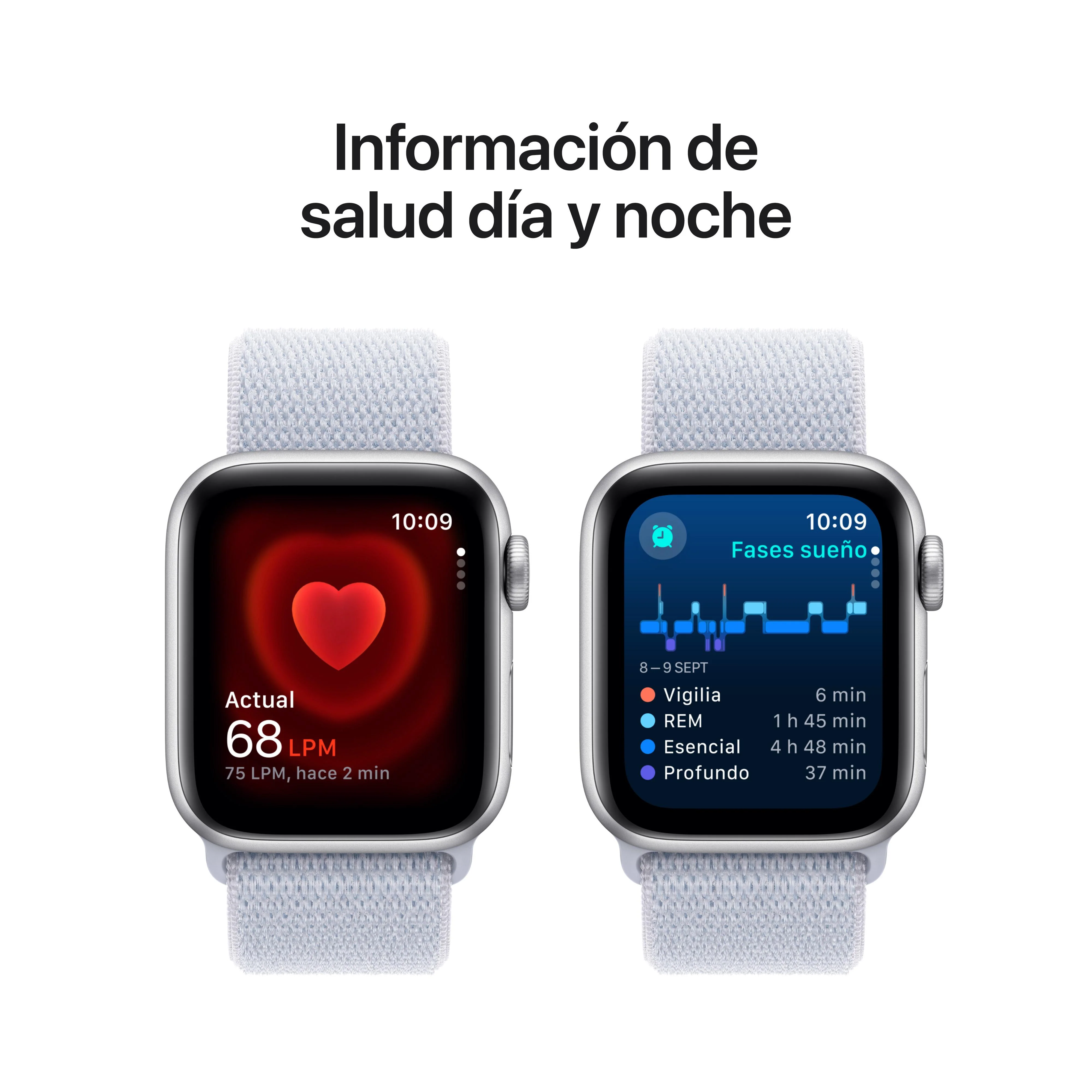 Apple Watch SE (GPS + Cellular) - Caja de aluminio en plata de 40 mm - Correa Loop deportiva azul nube - Image 5