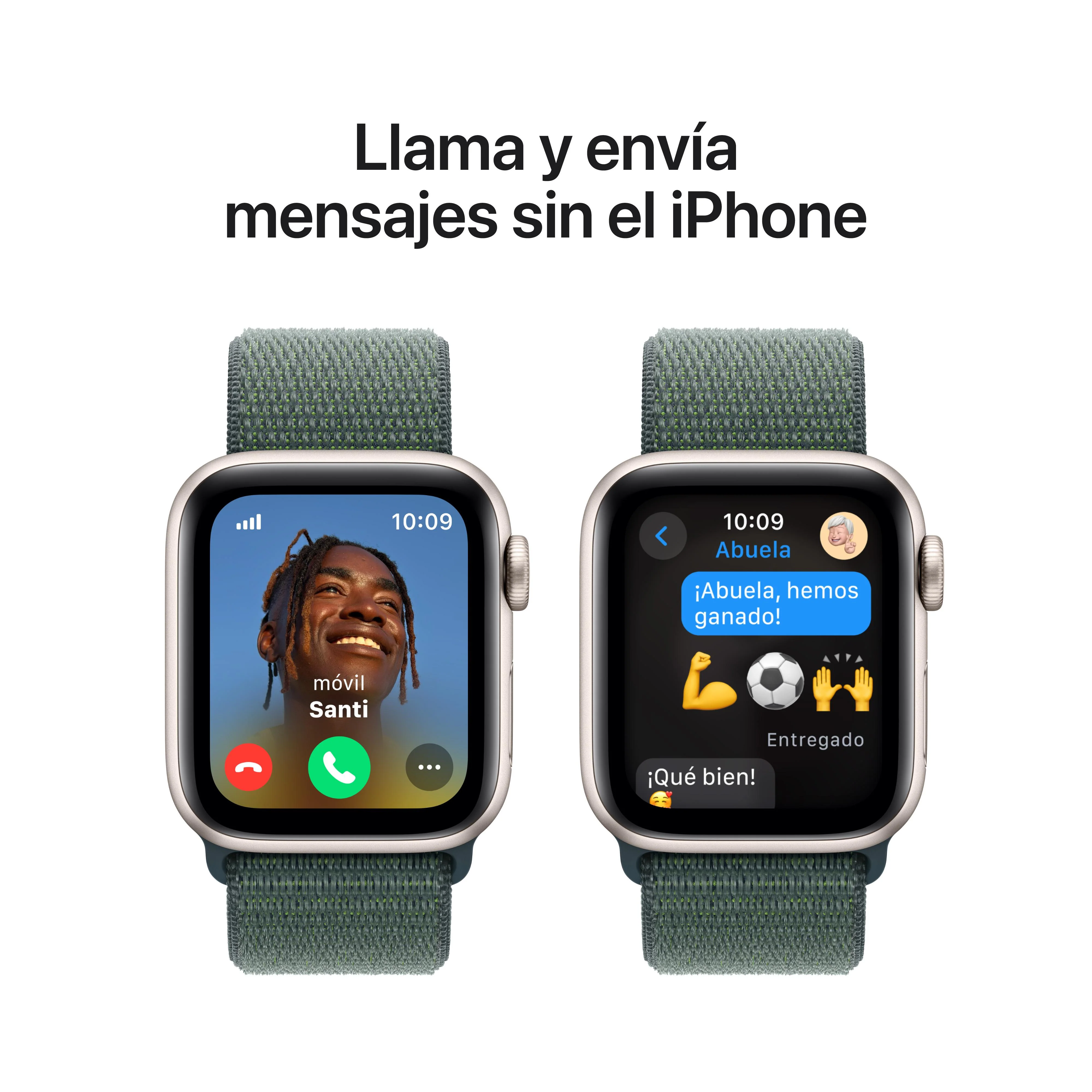 Apple Watch SE (GPS + Cellular) - Caja de aluminio en blanco estrella de 40 mm - Correa Loop deportiva verde lago - Image 4