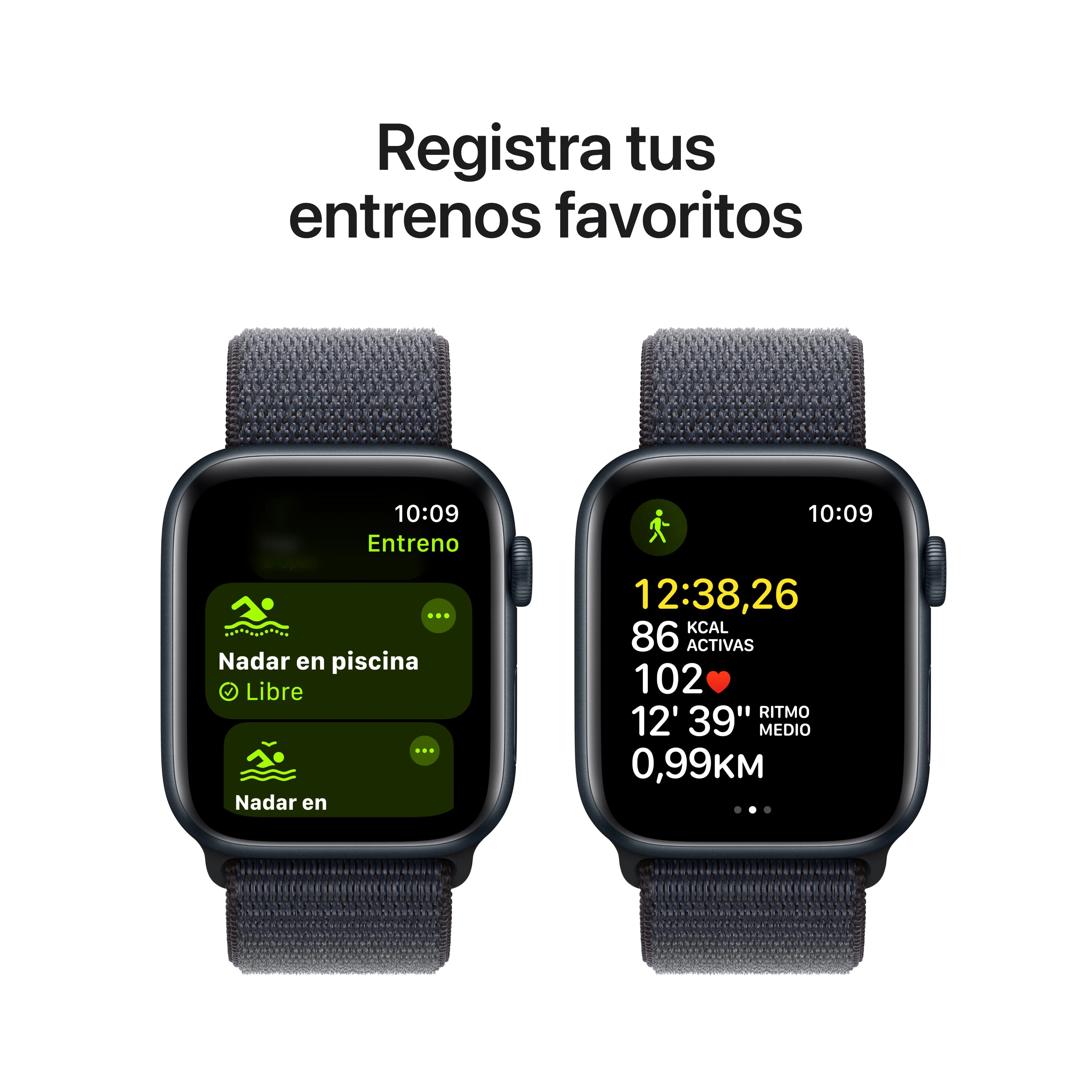 Apple Watch SE (GPS + Cellular) - Caja de aluminio en color medianoche de 44 mm - Correa Loop deportiva color tinta - Image 6