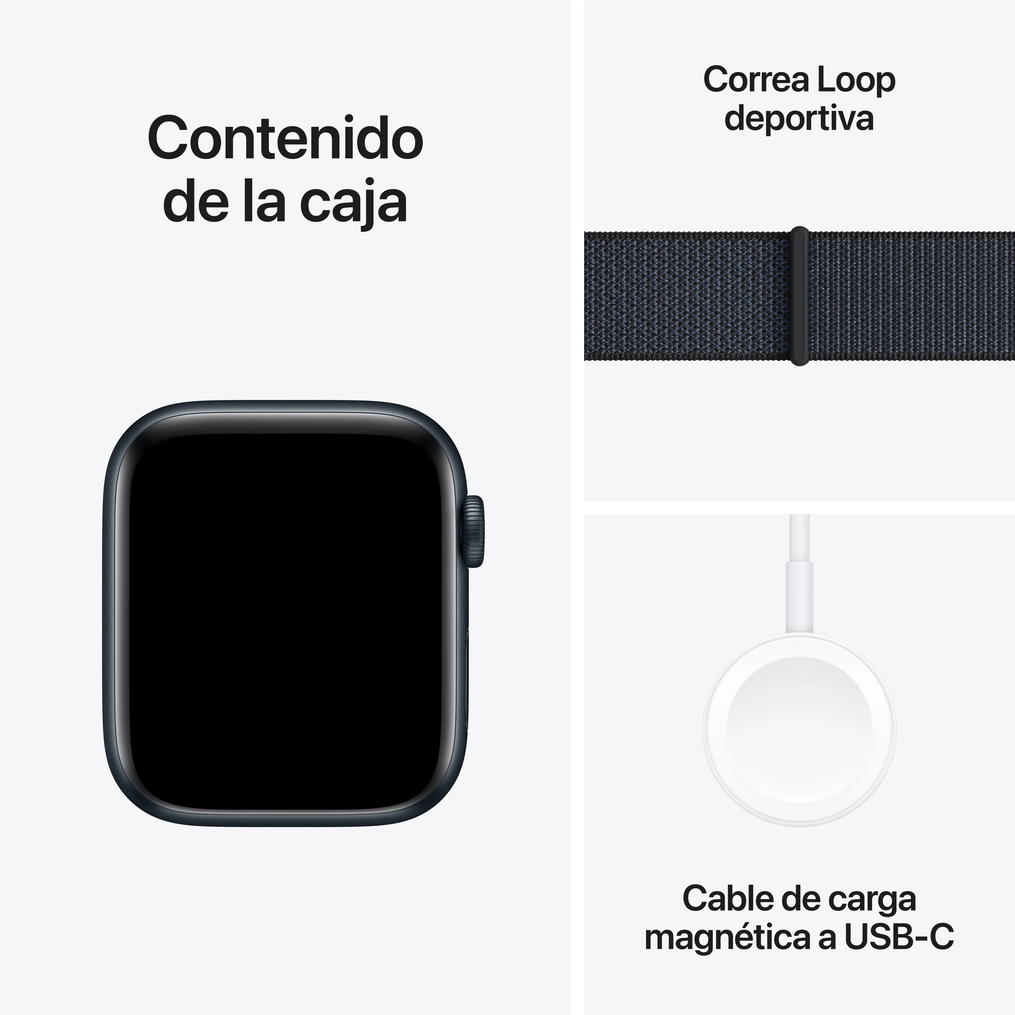 Apple Watch SE (GPS + Cellular) - Caja de aluminio en color medianoche de 44 mm - Correa Loop deportiva color tinta - Image 7
