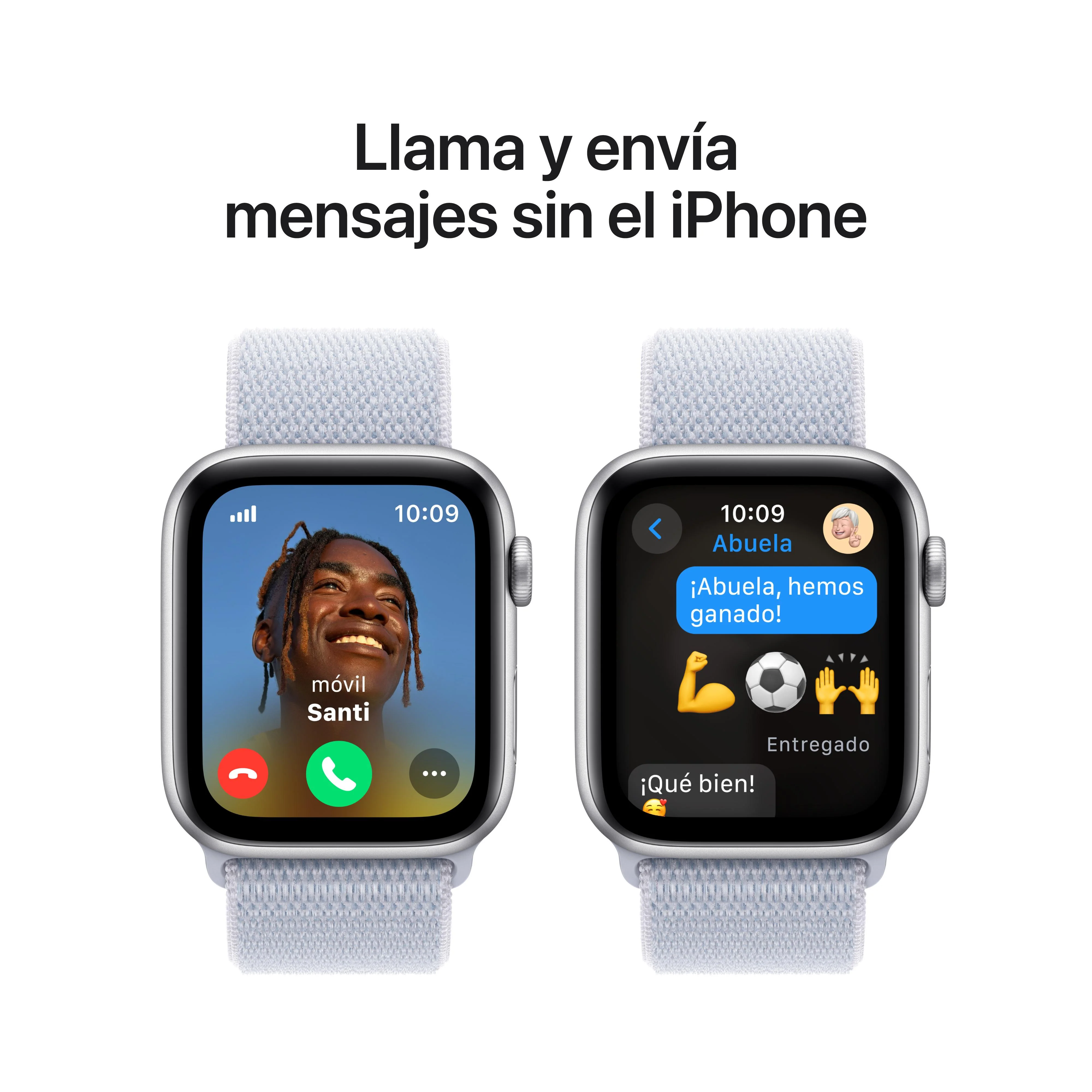 Apple Watch SE (GPS + Cellular) - Caja de aluminio en plata de 44 mm - Correa Loop deportiva azul nube - Image 4