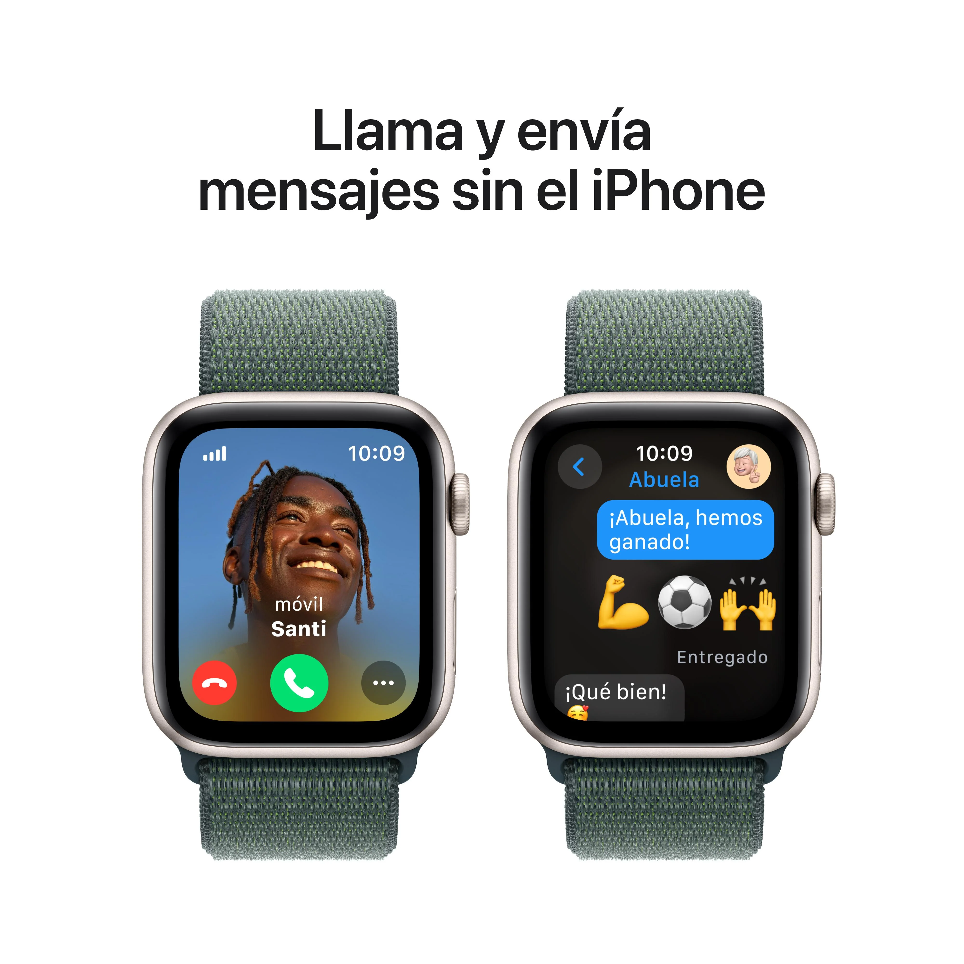 Apple Watch SE (GPS + Cellular) - Caja de aluminio en blanco estrella de 44 mm - Correa Loop deportiva verde lago - Image 4