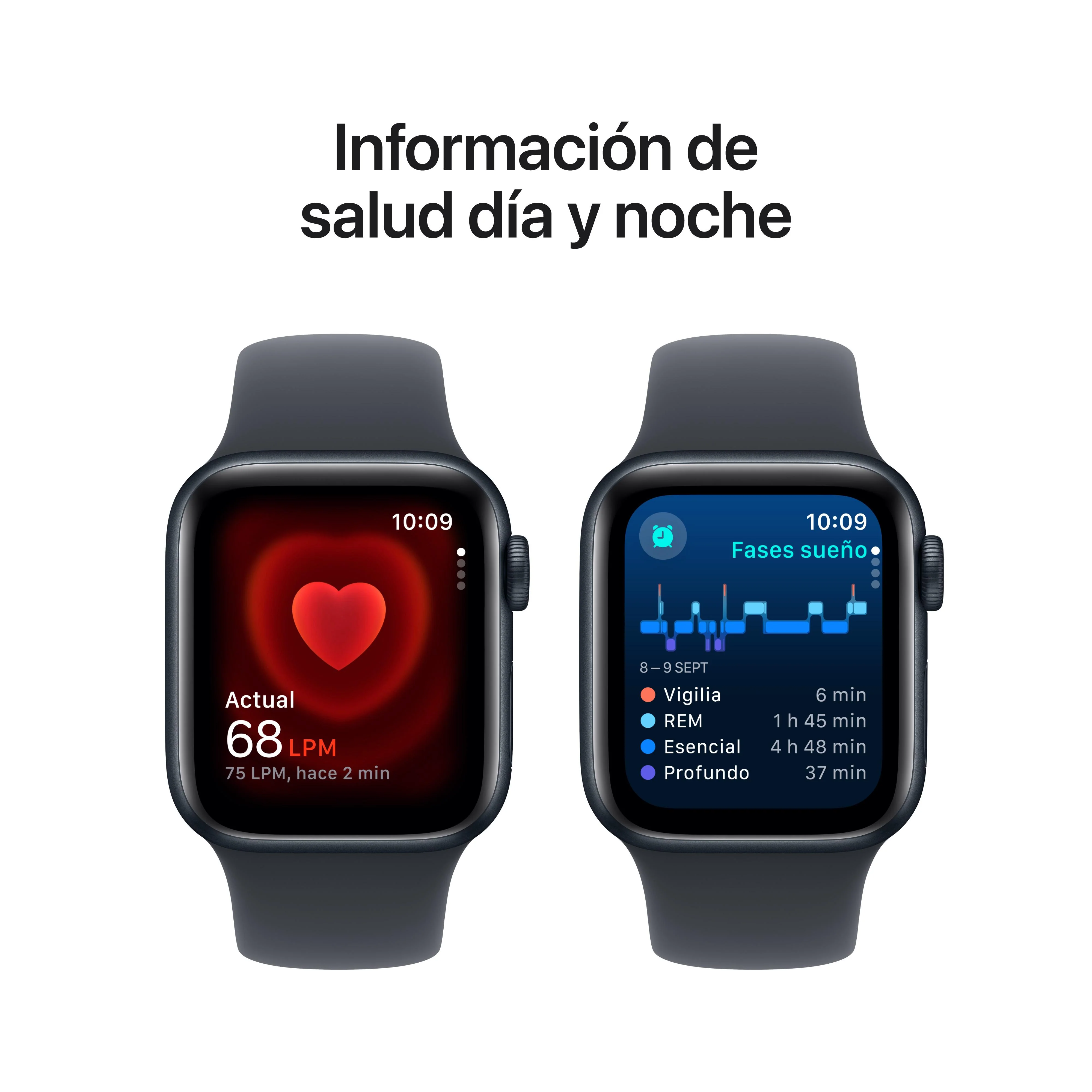 Apple Watch SE (GPS) - Caja de aluminio en color medianoche de 40 mm - Correa deportiva color medianoche - Talla S/M - Image 5