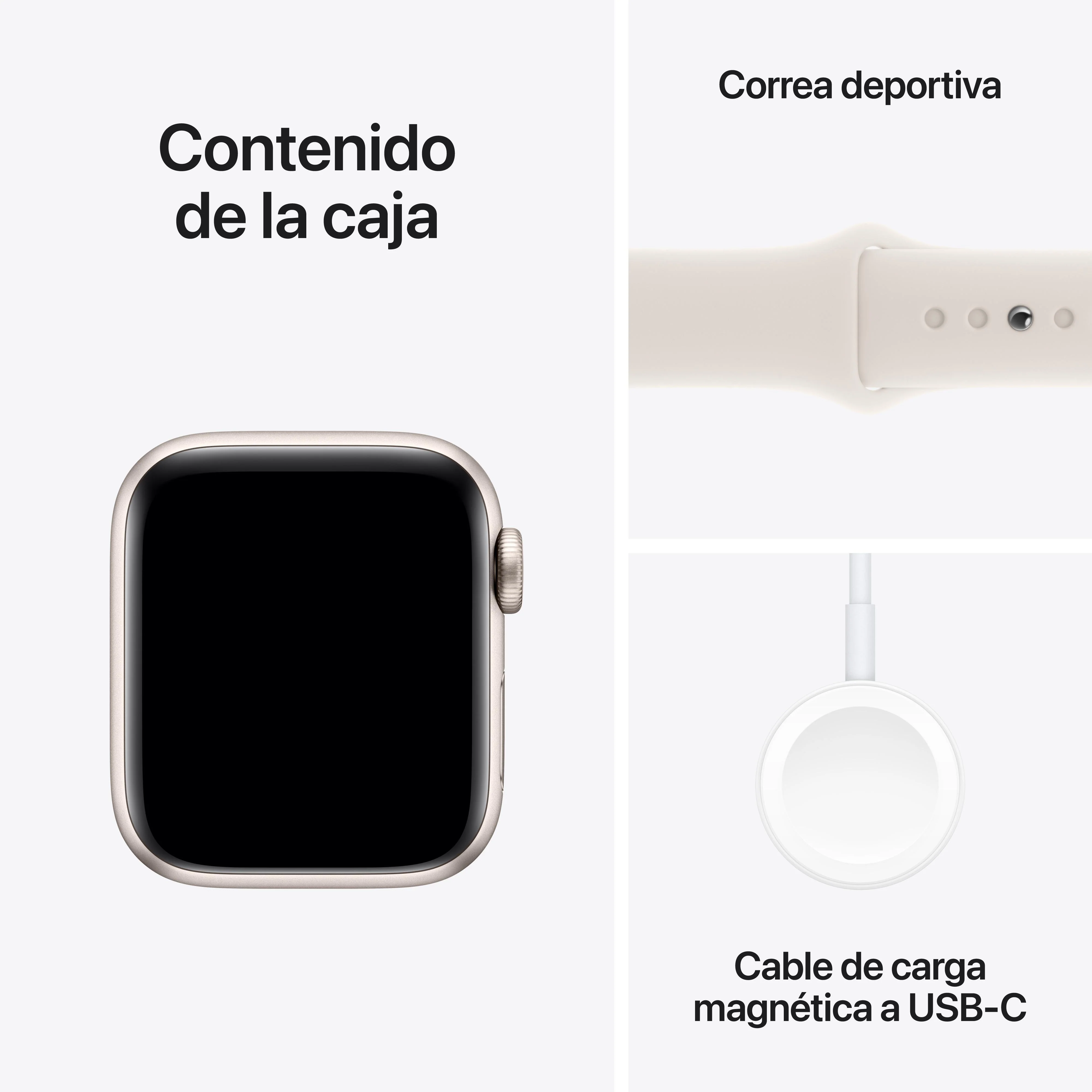 Apple Watch SE (GPS) - Caja de aluminio en blanco estrella de 40 mm - Correa deportiva blanco estrella - Talla S/M - Image 7