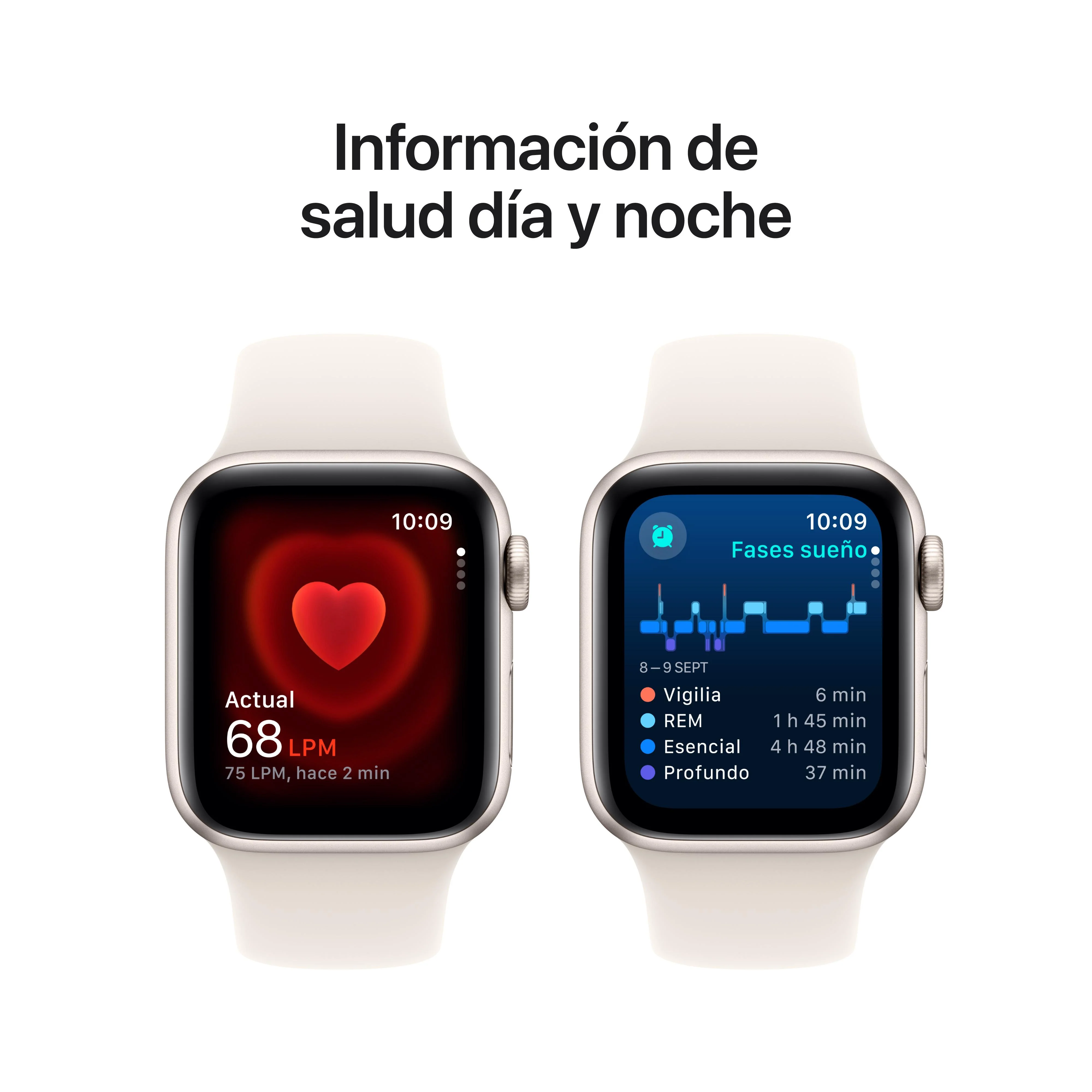 Apple Watch SE (GPS) - Caja de aluminio en blanco estrella de 40 mm - Correa deportiva blanco estrella - Talla M/L - Image 5