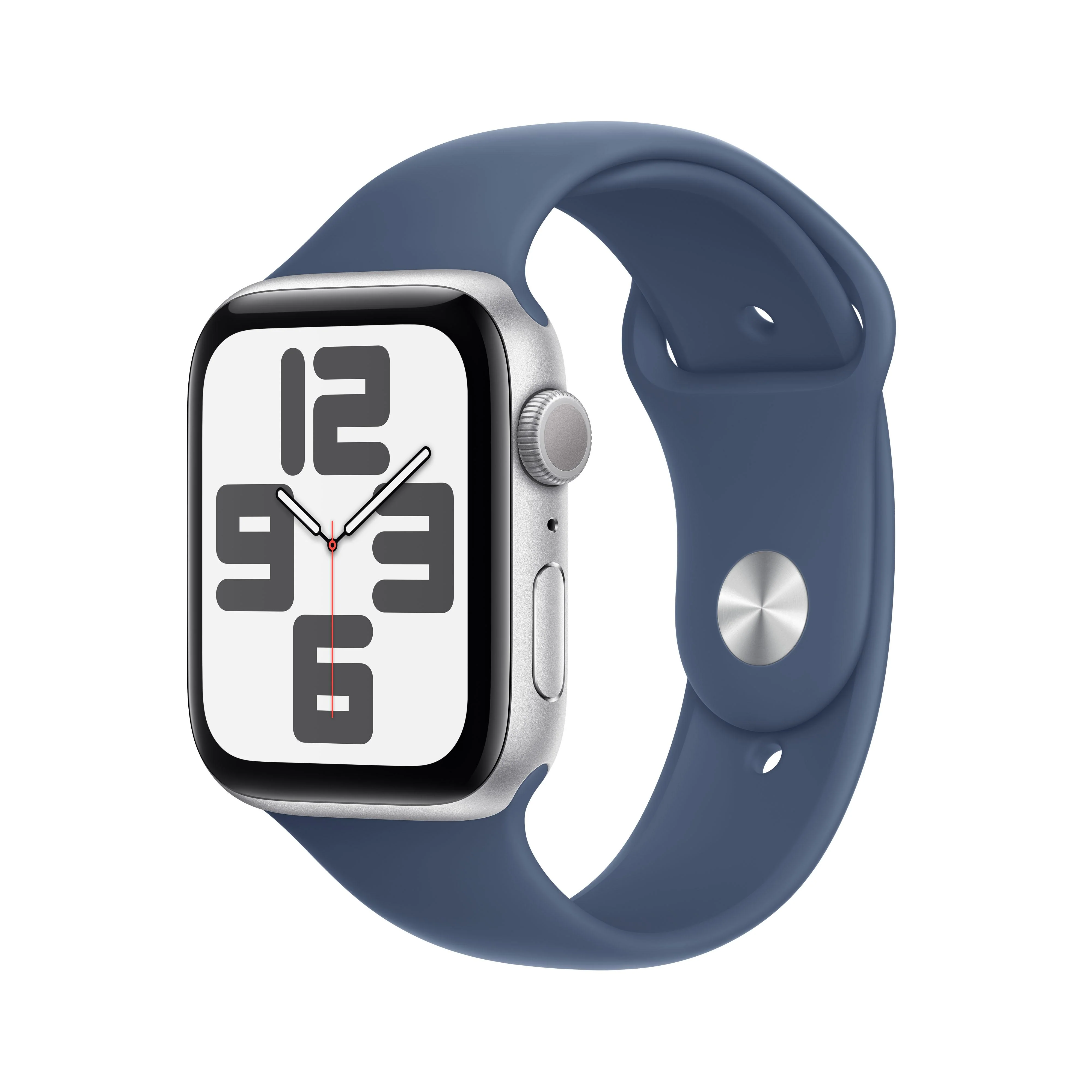 Apple Watch SE (GPS) - Caja de aluminio en plata de 44 mm - Correa deportiva azul denim - Talla M/L