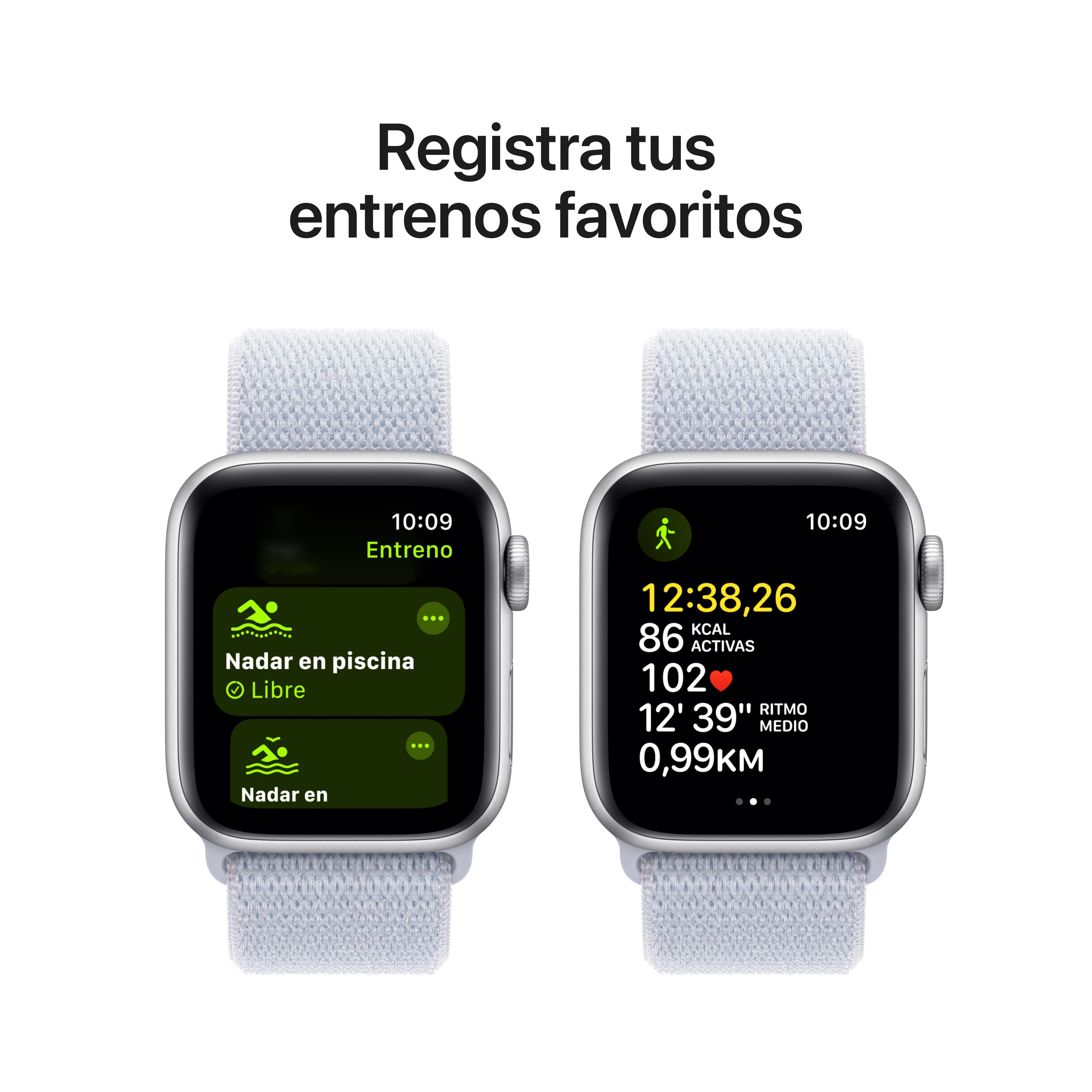 Apple Watch SE (GPS) - Caja de aluminio en plata de 40 mm - Correa Loop deportiva azul nube - Talla única - Image 6