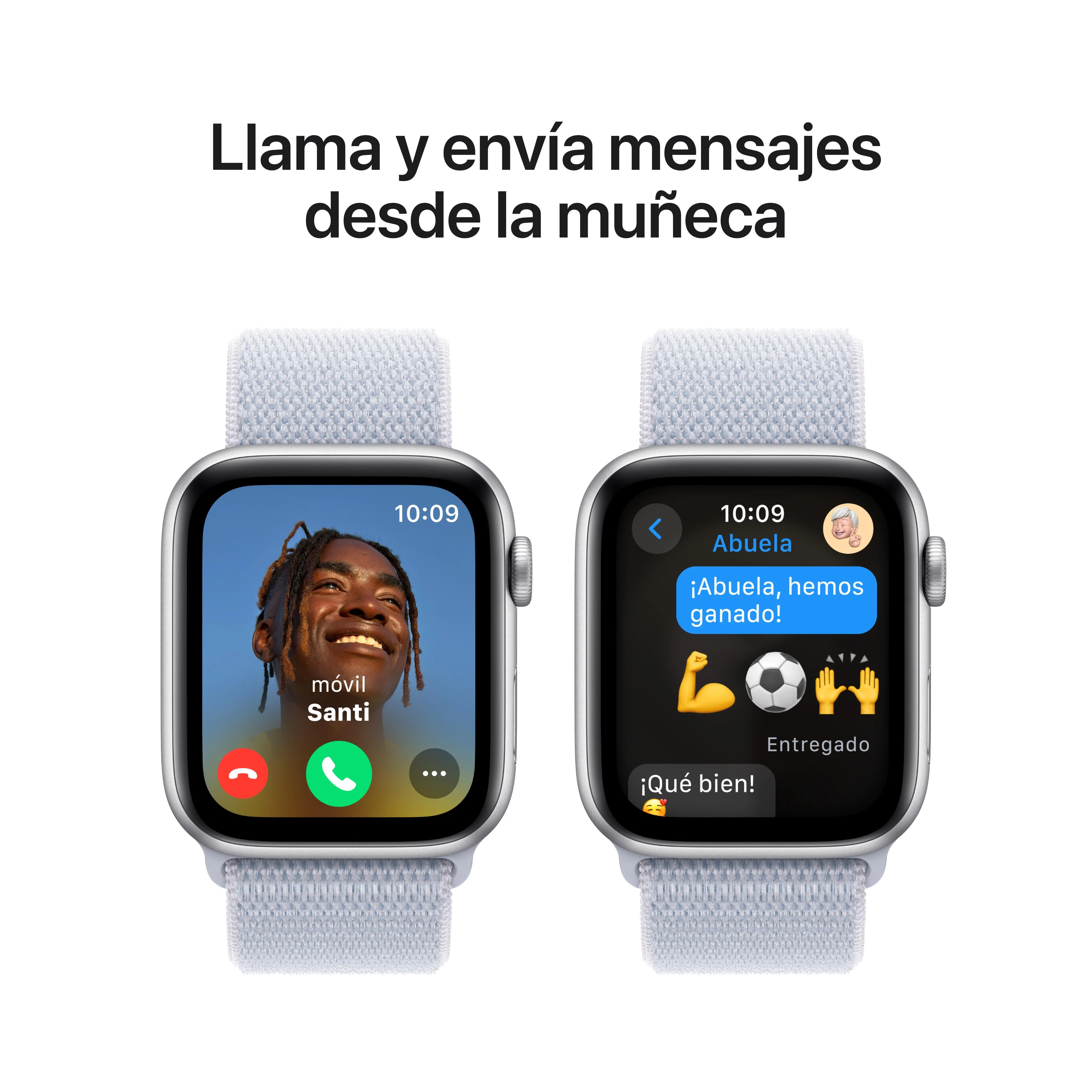 Apple Watch SE (GPS) - Caja de aluminio en plata de 44 mm - Correa Loop deportiva azul nube - Image 4