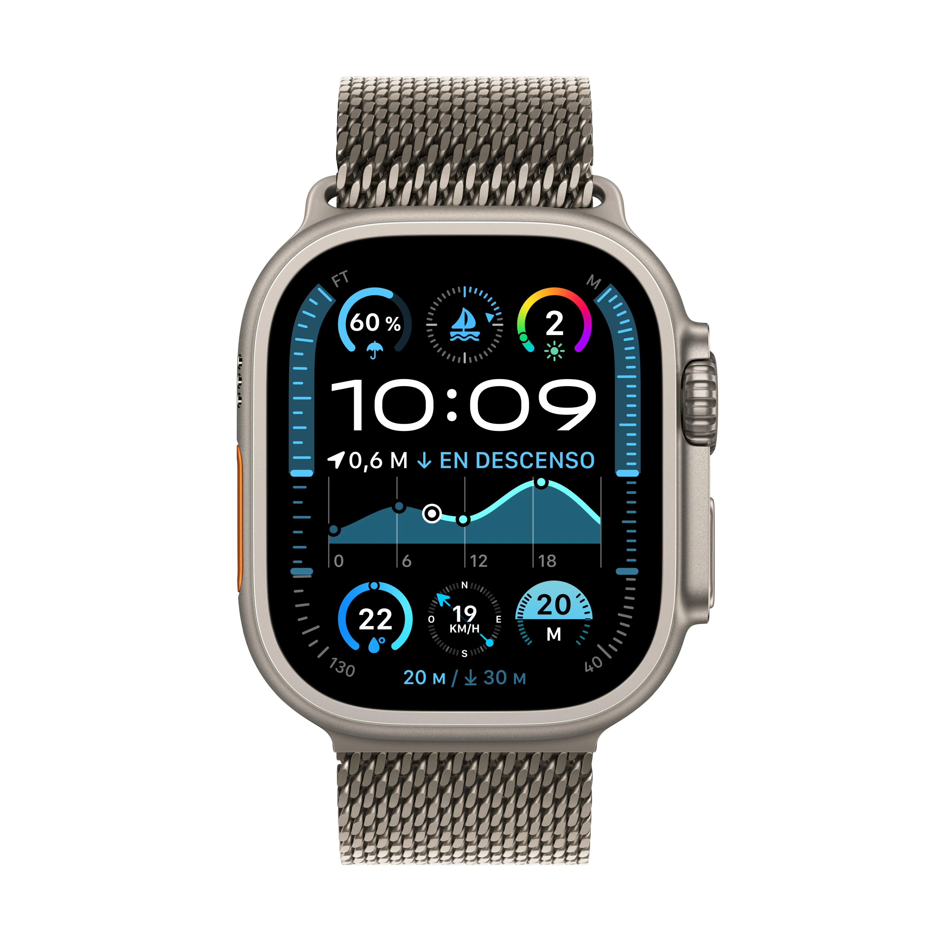 Apple Watch Ultra 2 (GPS + Cellular) - Caja de titanio natural de 49 mm - Pulsera Milanese Loop en titanio natural - Talla S - Image 2