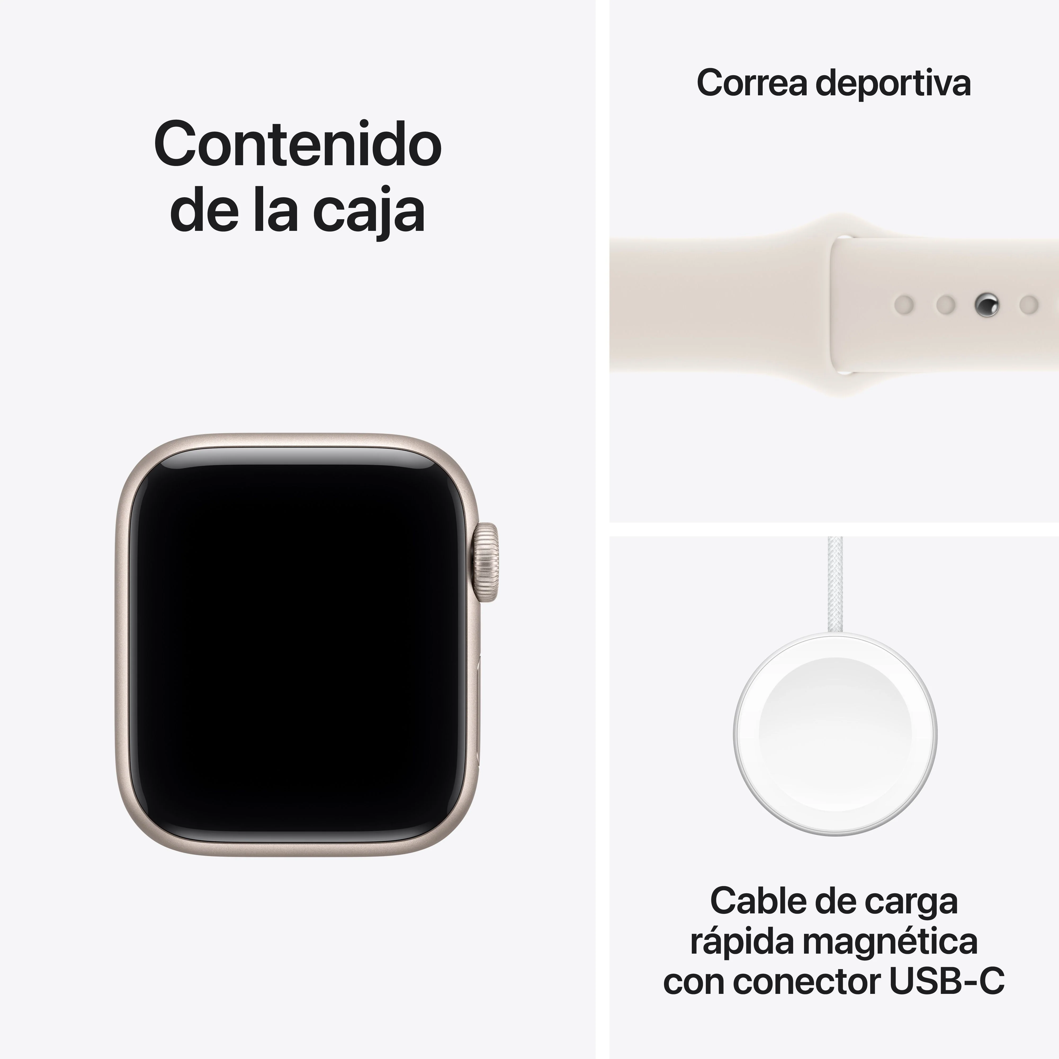 Apple Watch SE 3 (GPS) - Caja de aluminio en blanco estrella de 40 mm - Correa deportiva blanco estrella - Talla S/M - Image 8