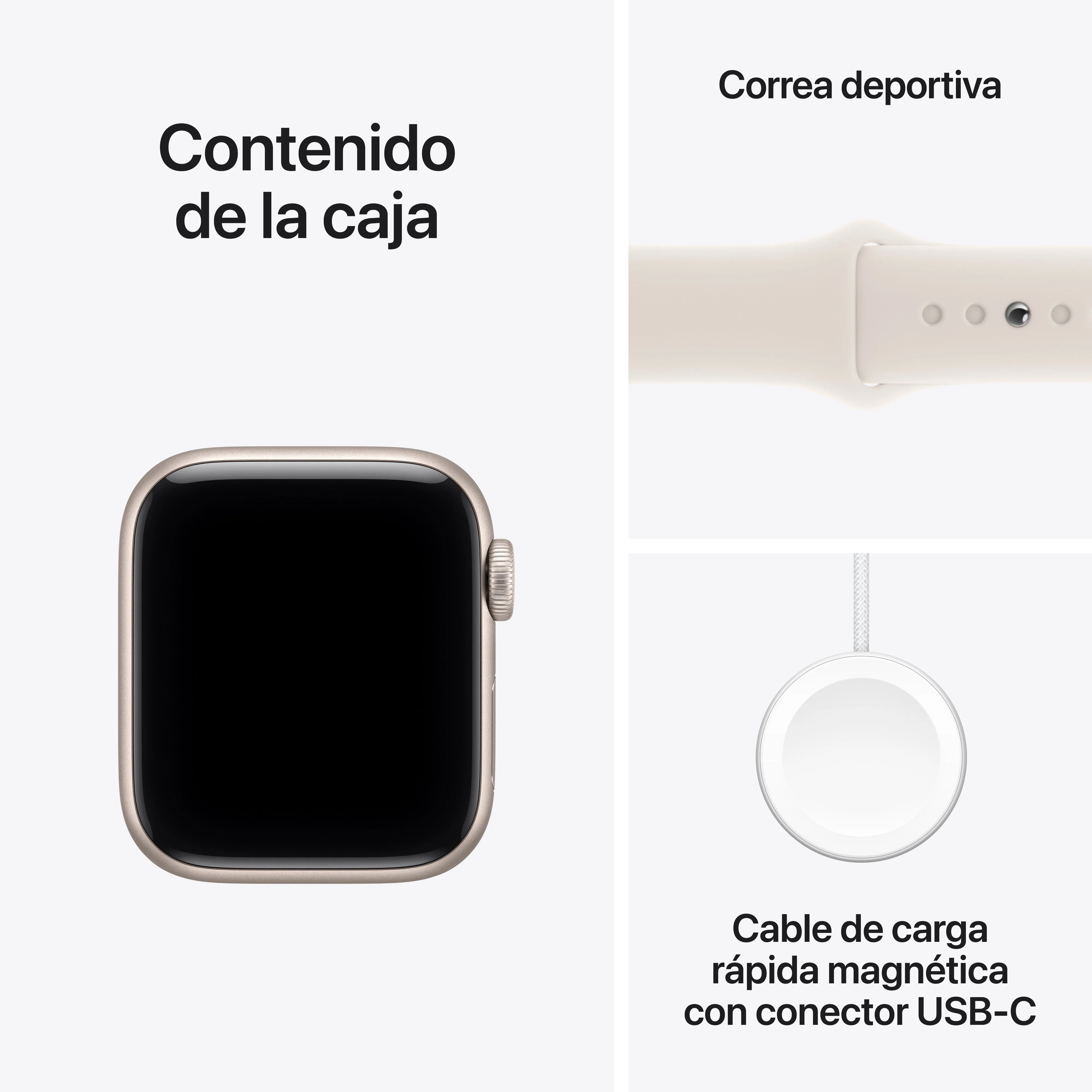 Apple Watch SE 3 (GPS + Cellular) - Caja de aluminio en blanco estrella de 40 mm - Correa deportiva blanco estrella - Talla S/M - Image 8