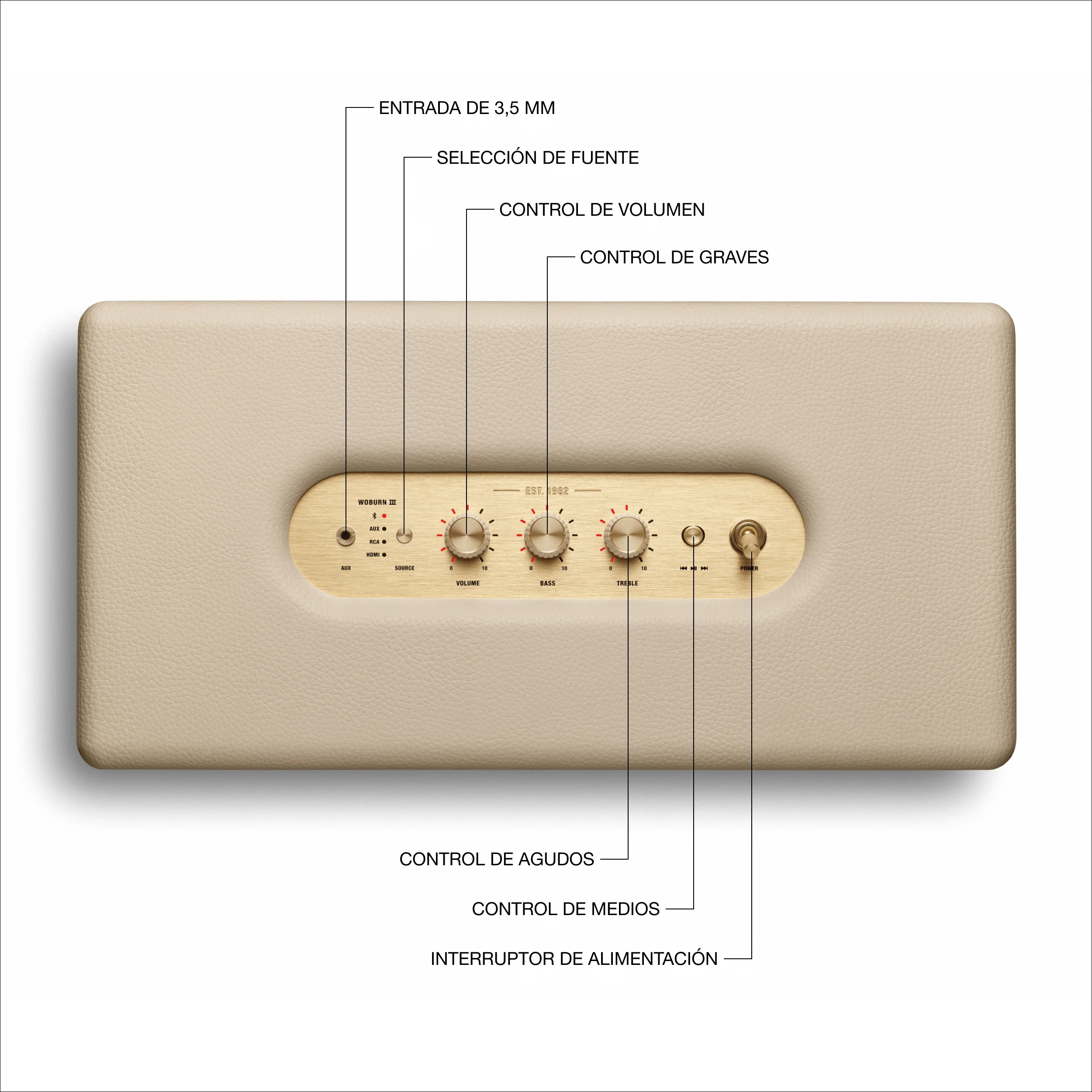 Altavoz Bluetooth Woburn III de Marshall - Crema - Image 6