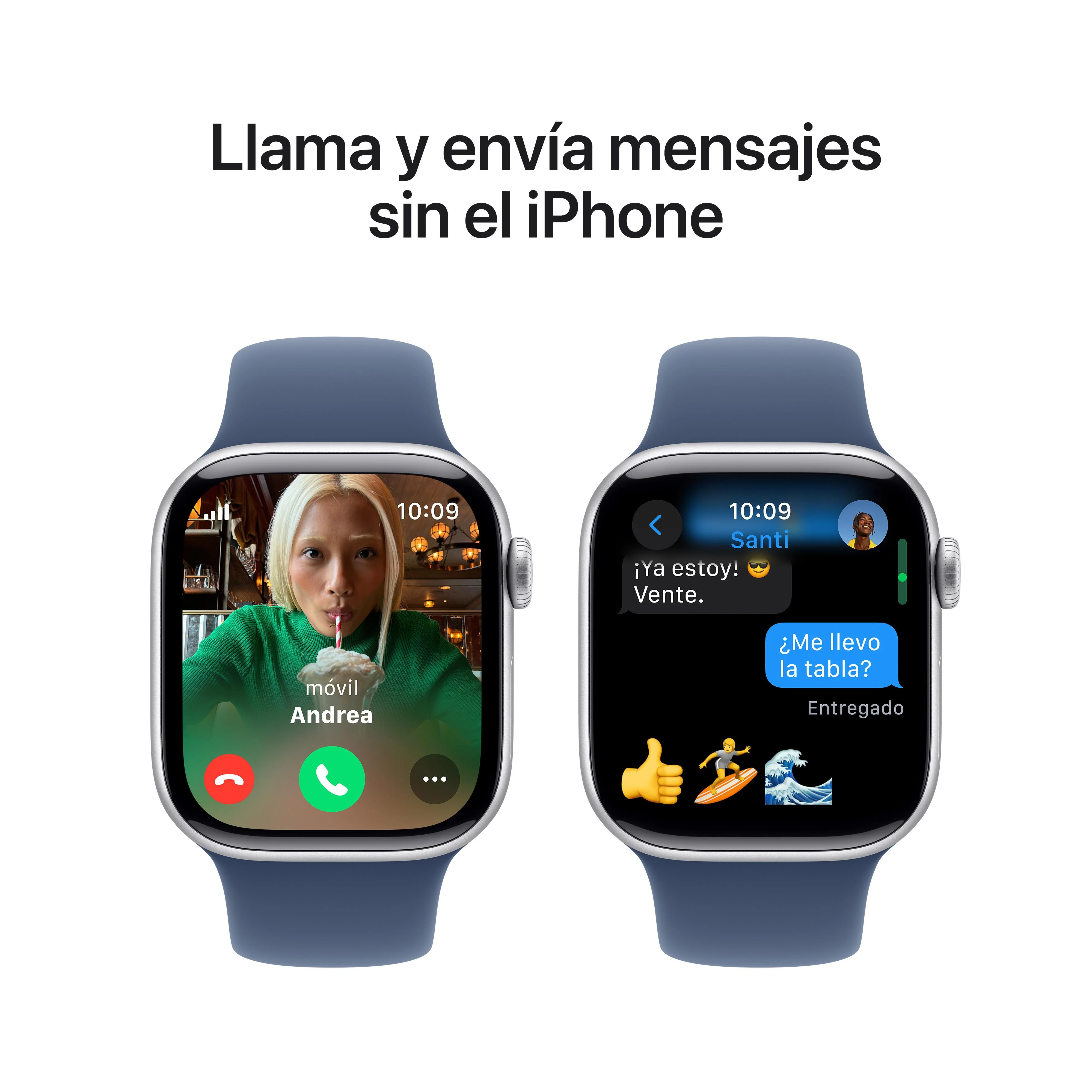 Apple Watch Series 10 (GPS + Cellular) - Caja de aluminio en plata de 42 mm - Correa deportiva azul denim - Talla S/M - Image 7
