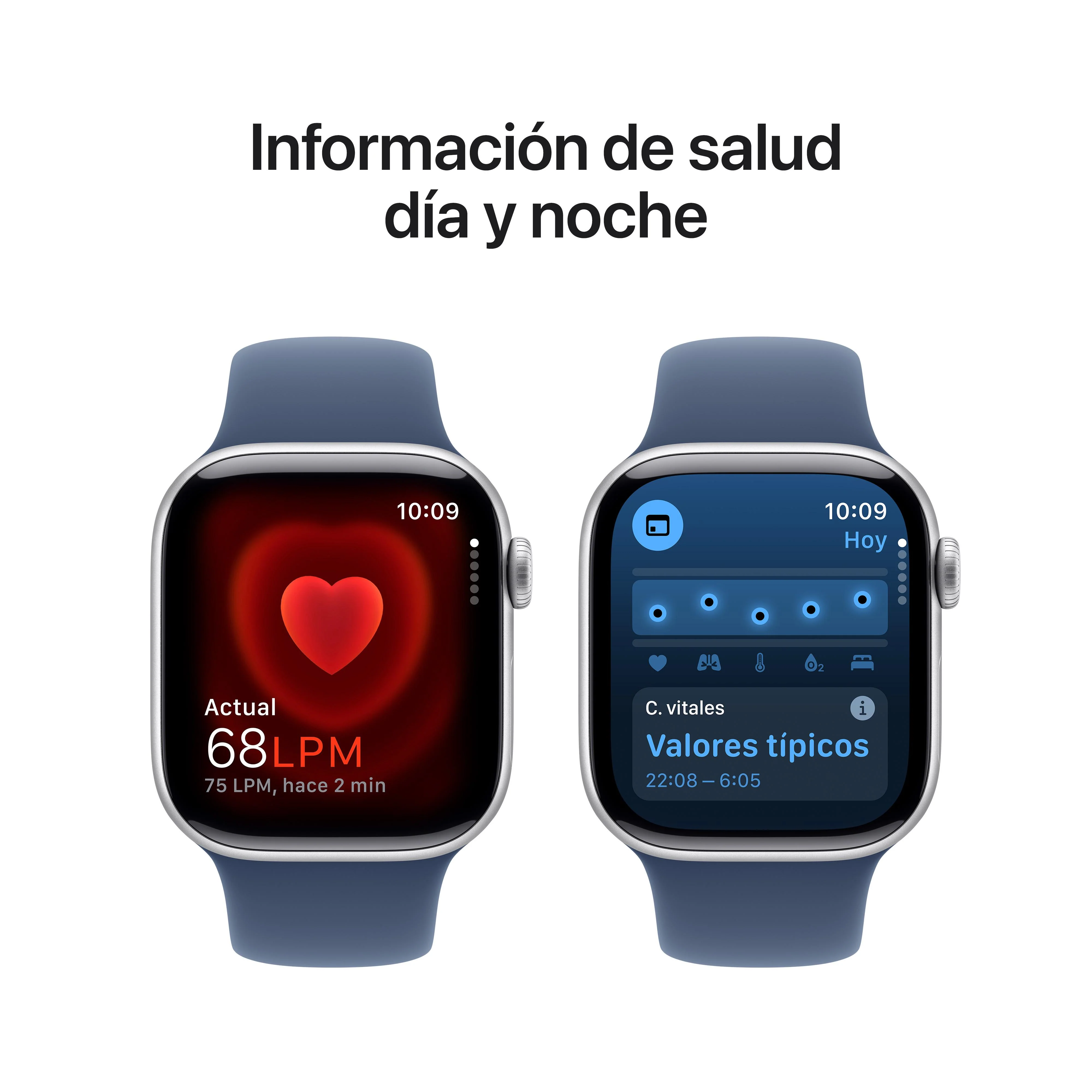 Apple Watch Series 10 (GPS + Cellular) - Caja de aluminio en plata de 42 mm - Correa deportiva azul denim - Talla M/L - Image 5