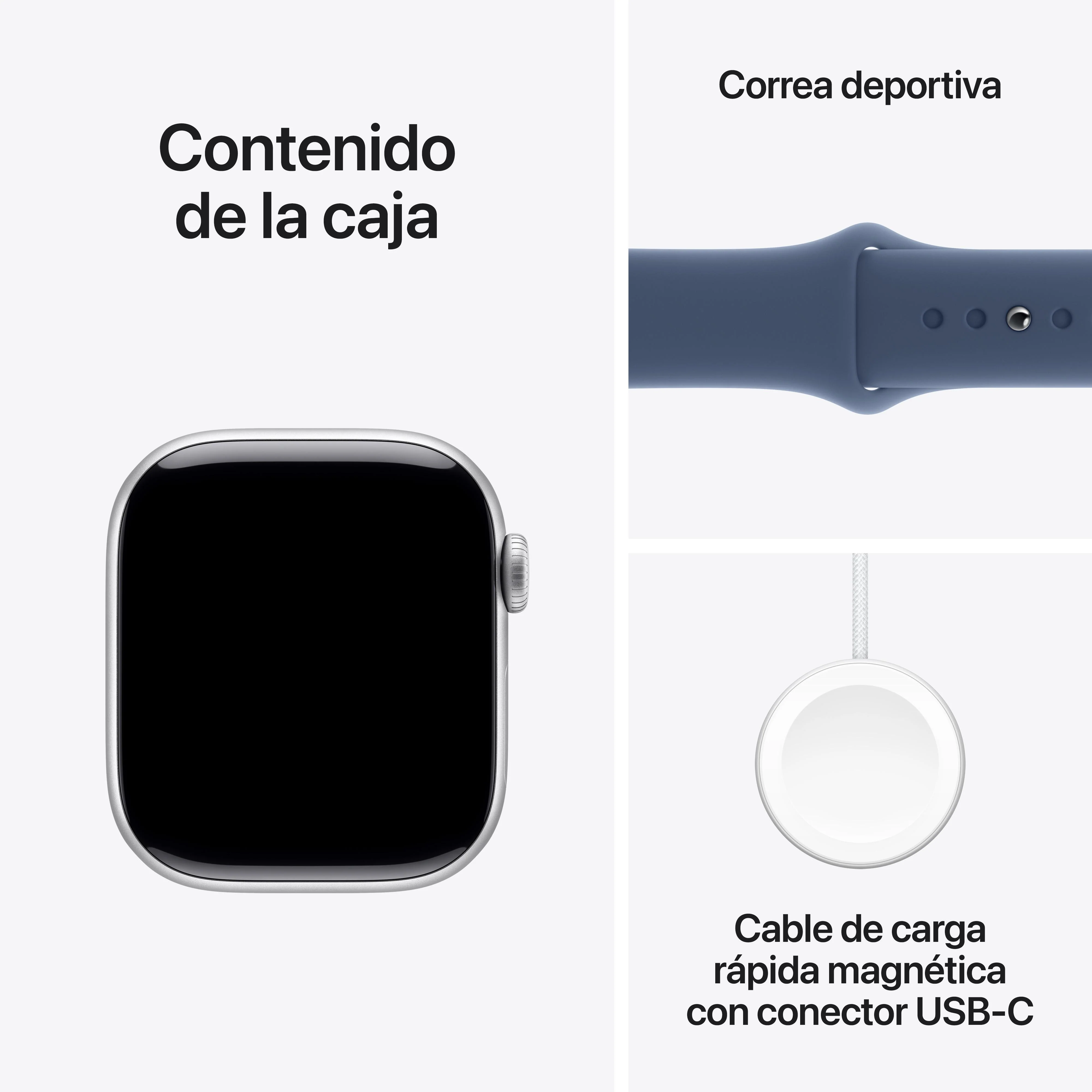 Apple Watch Series 10 (GPS + Cellular) - Caja de aluminio en plata de 42 mm - Correa deportiva azul denim - Talla M/L - Image 9