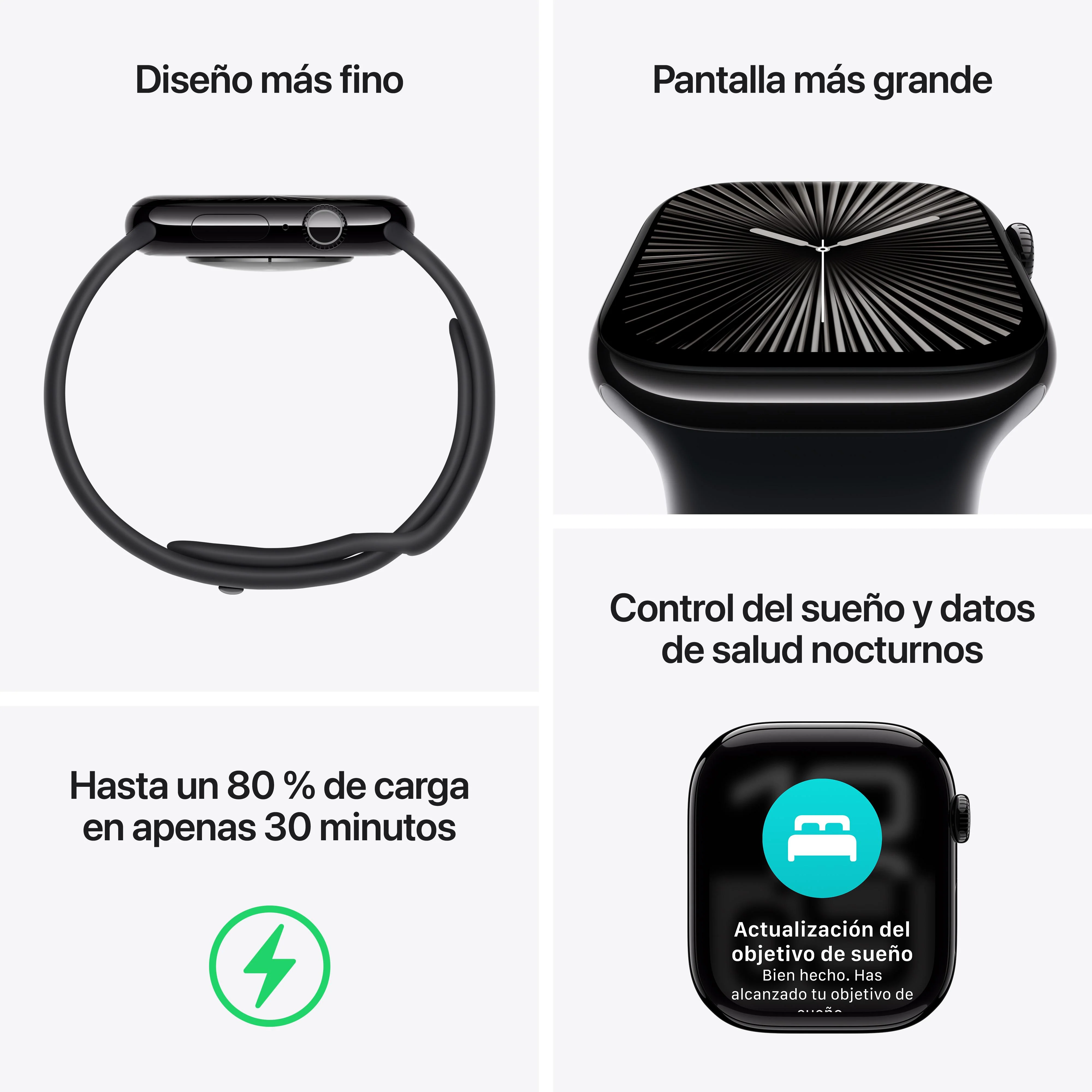 Apple Watch Series 10 (GPS + Cellular) - Caja de titanio natural de 42 mm - Correa deportiva gris piedra - Talla S/M - Image 3