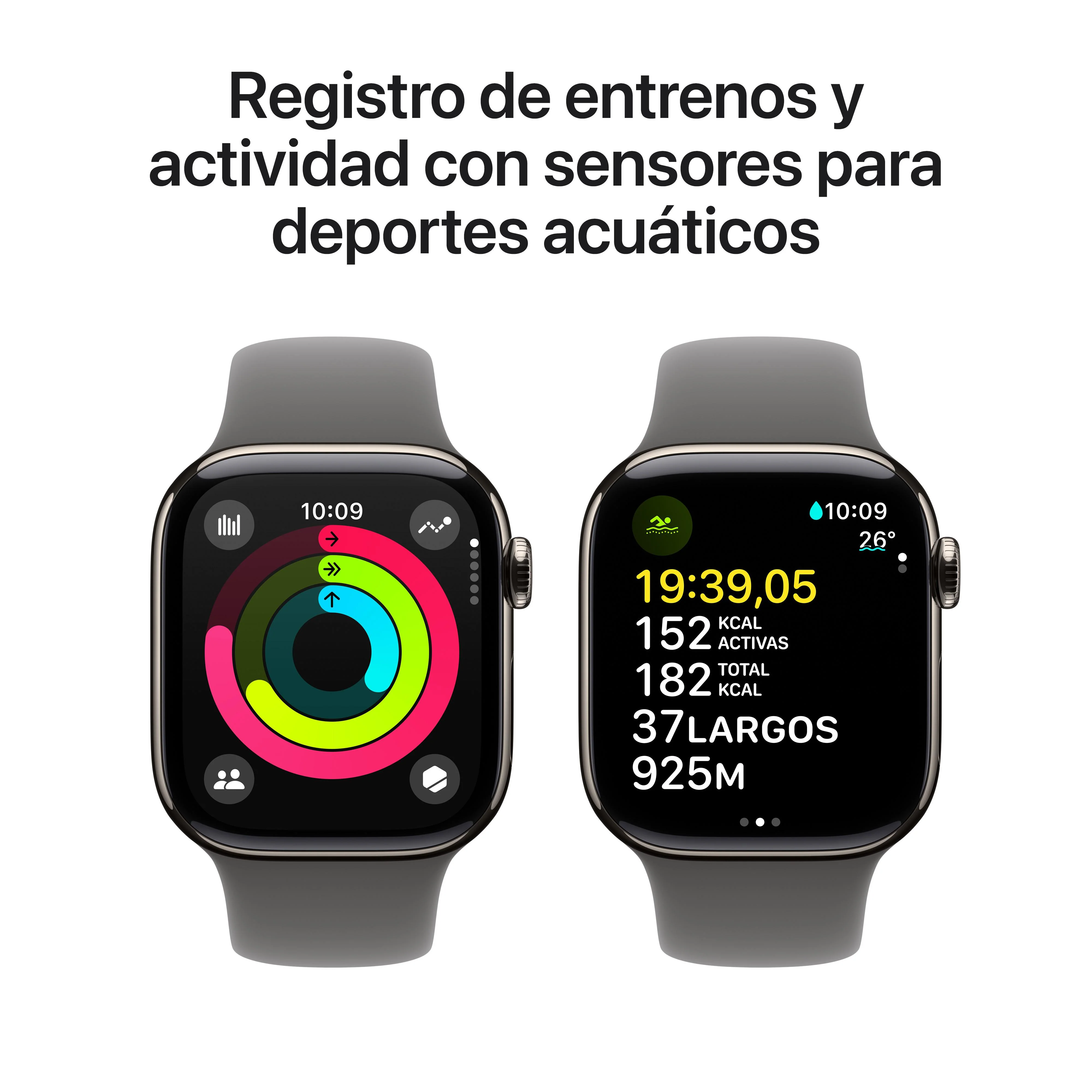 Apple Watch Series 10 (GPS + Cellular) - Caja de titanio natural de 42 mm - Correa deportiva gris piedra - Talla M/L - Image 4