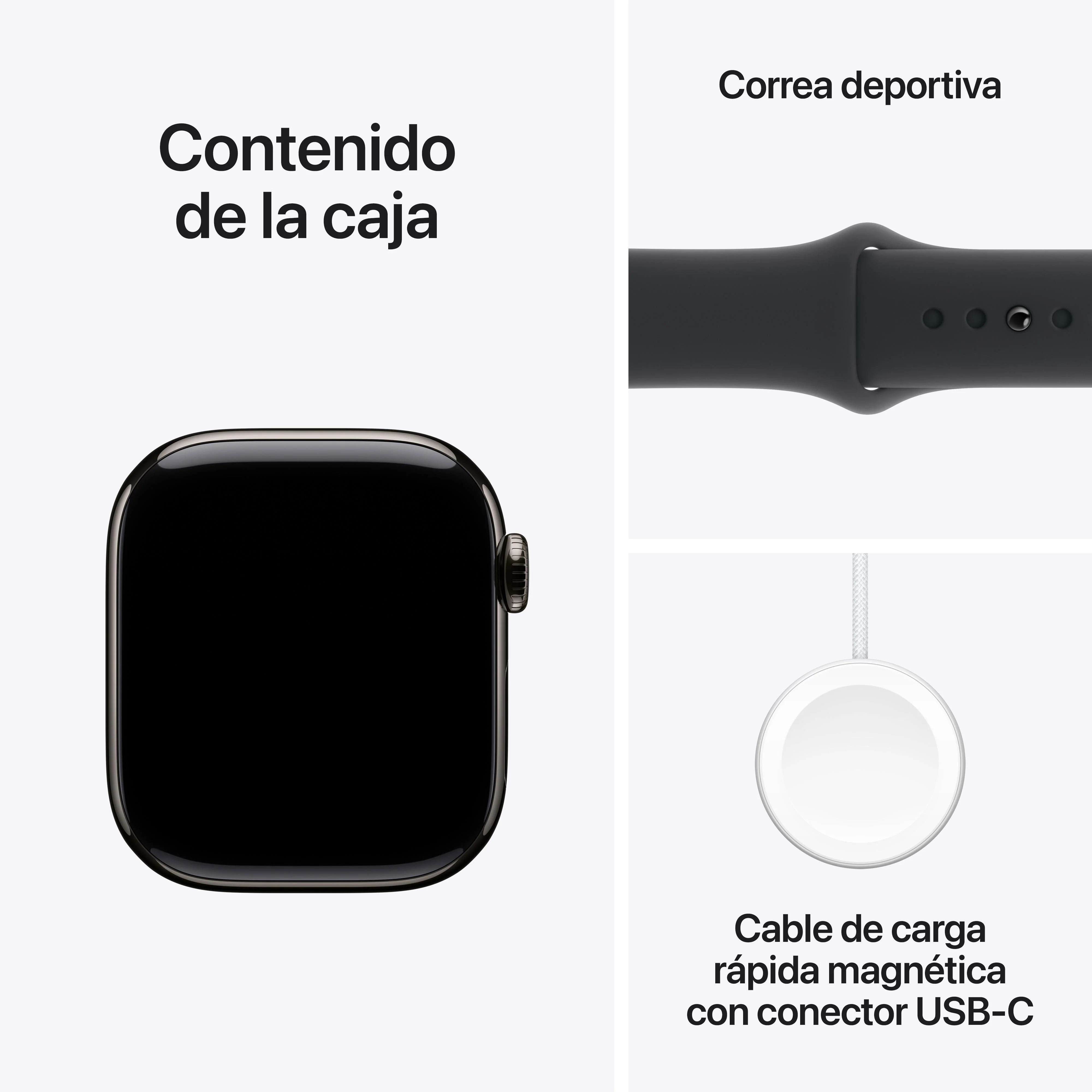 Apple Watch Series 10 (GPS + Cellular) - Caja de titanio color pizarra de 42 mm - Correa deportiva negra - Talla M/L - Image 9