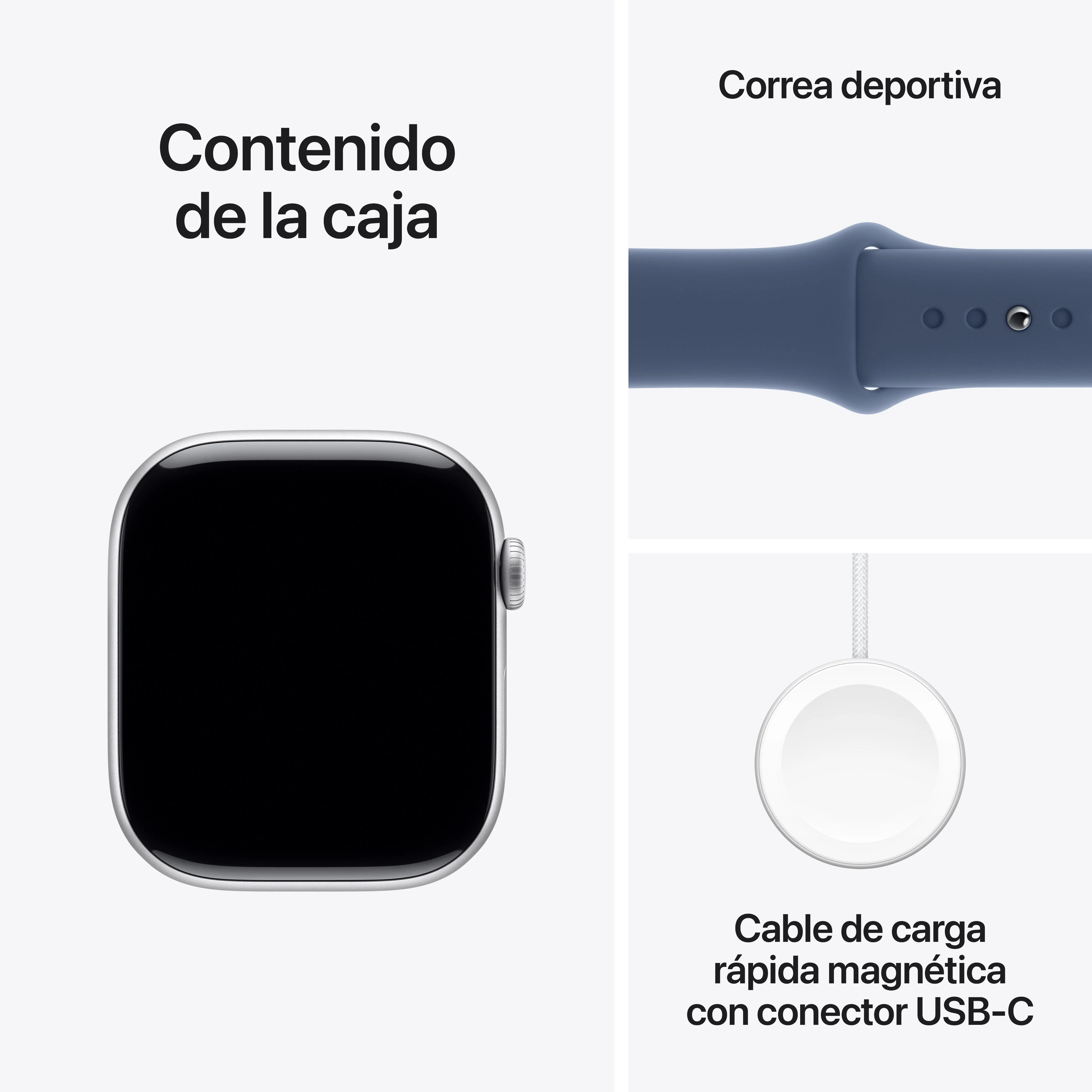 Apple Watch Series 10 (GPS + Cellular) - Caja de aluminio en plata de 46 mm - Correa deportiva azul denim - Talla M/L - Image 9