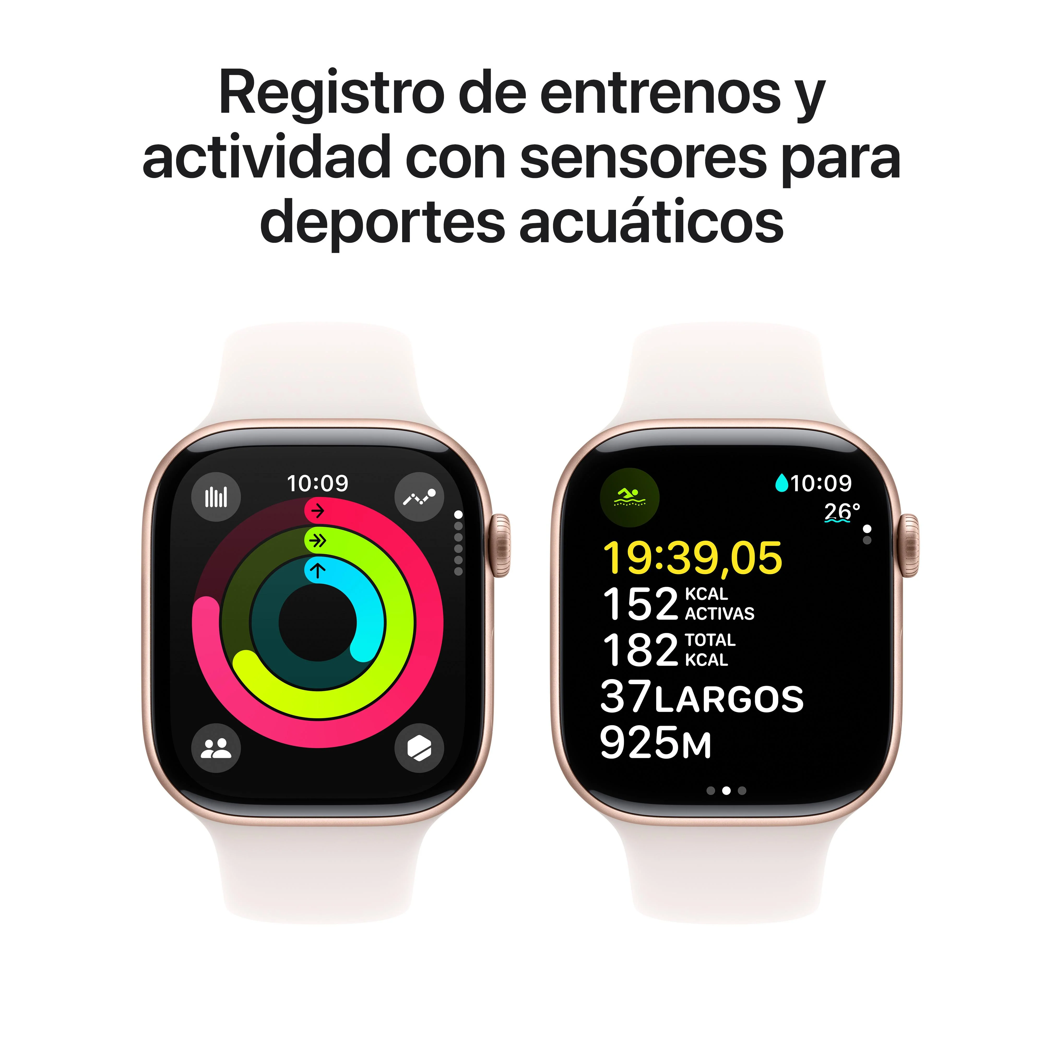 Apple Watch Series 10 (GPS + Cellular) - Caja de aluminio en oro rosa de 46 mm - Correa deportiva rosa rubor - Talla S/M - Image 4