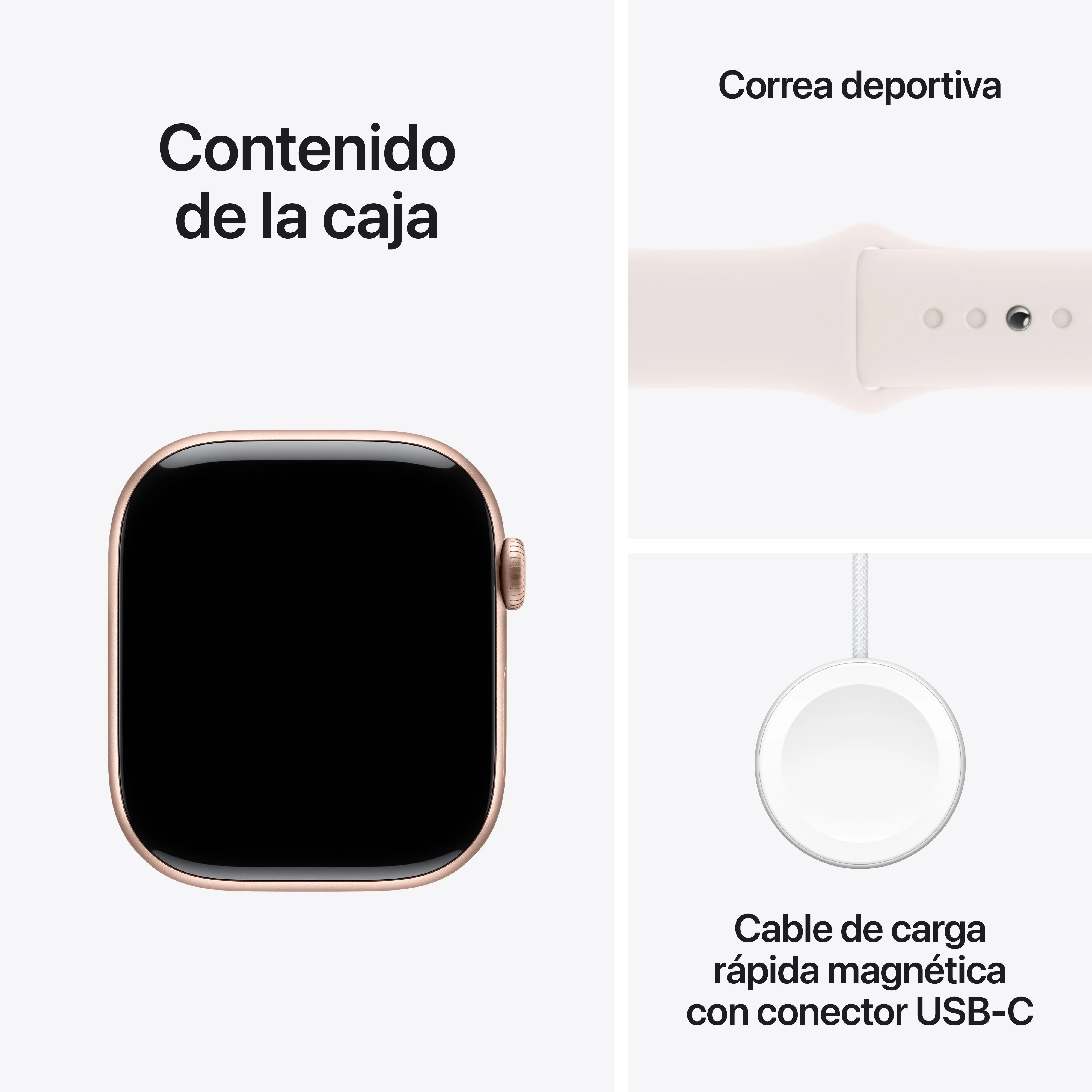 Apple Watch Series 10 (GPS + Cellular) - Caja de aluminio en oro rosa de 46 mm - Correa deportiva rosa rubor - Talla M/L - Image 9