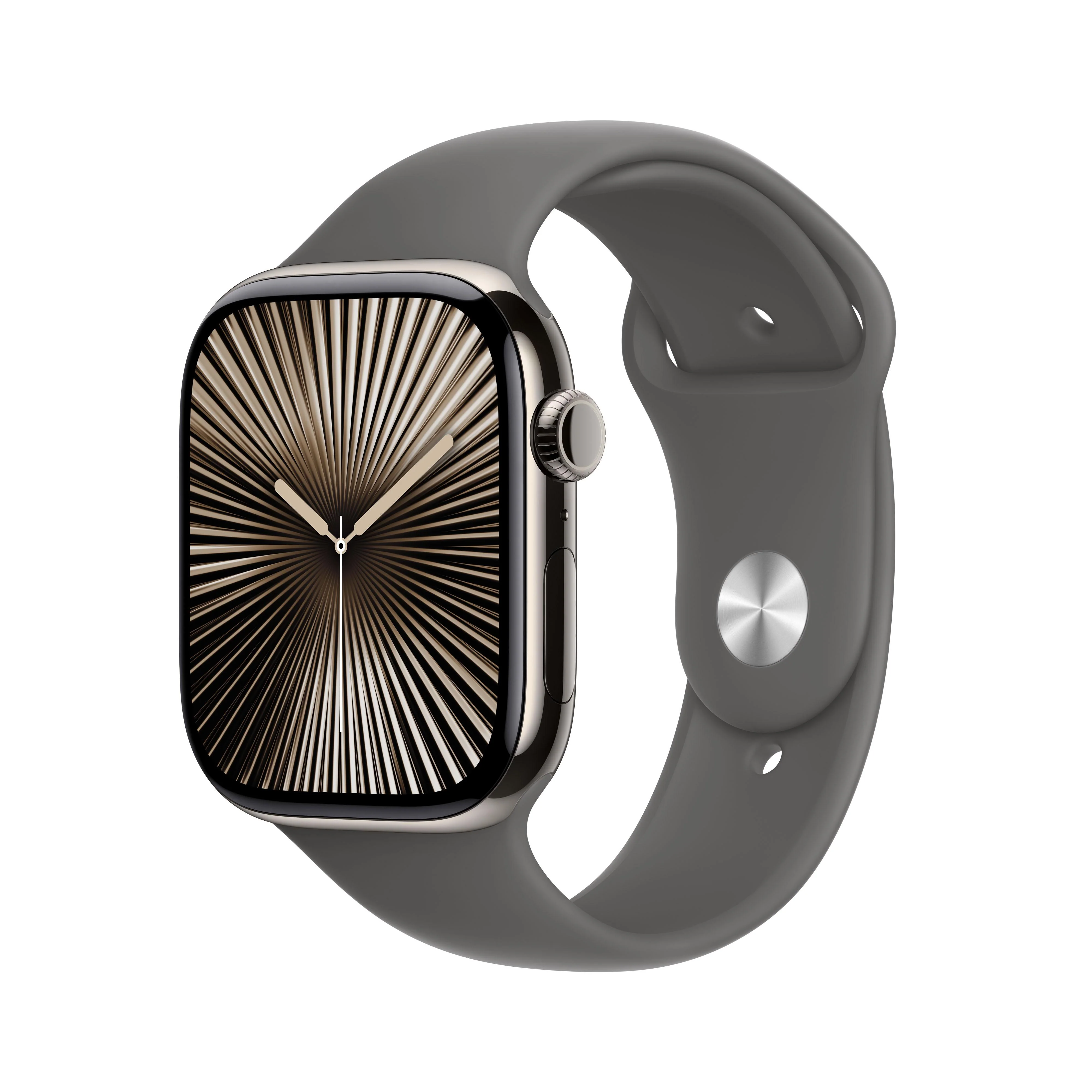 Apple Watch Series 10 (GPS + Cellular) - Caja de titanio natural de 46 mm - Correa deportiva gris piedra - Talla M/L