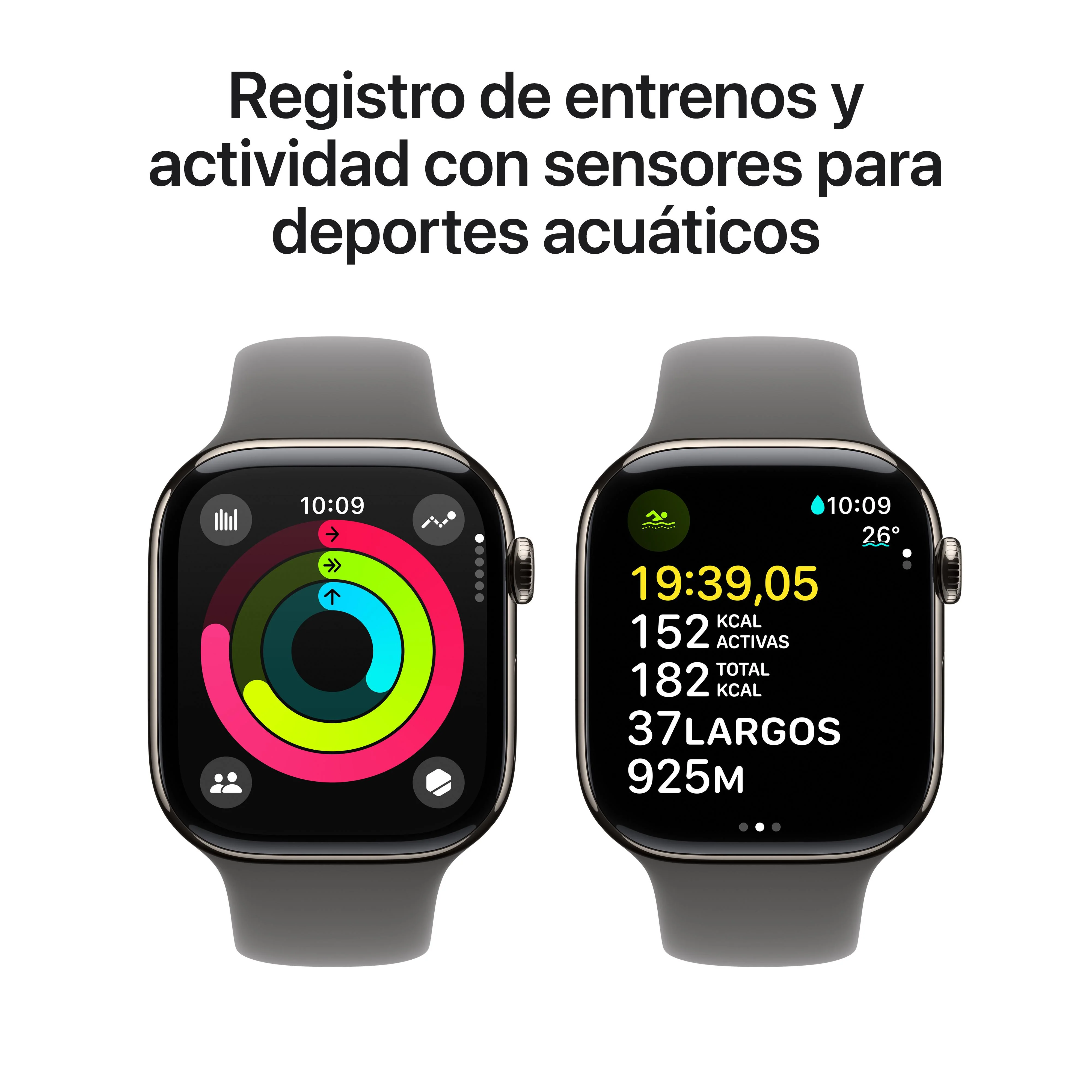 Apple Watch Series 10 (GPS + Cellular) - Caja de titanio natural de 46 mm - Correa deportiva gris piedra - Talla M/L - Image 4