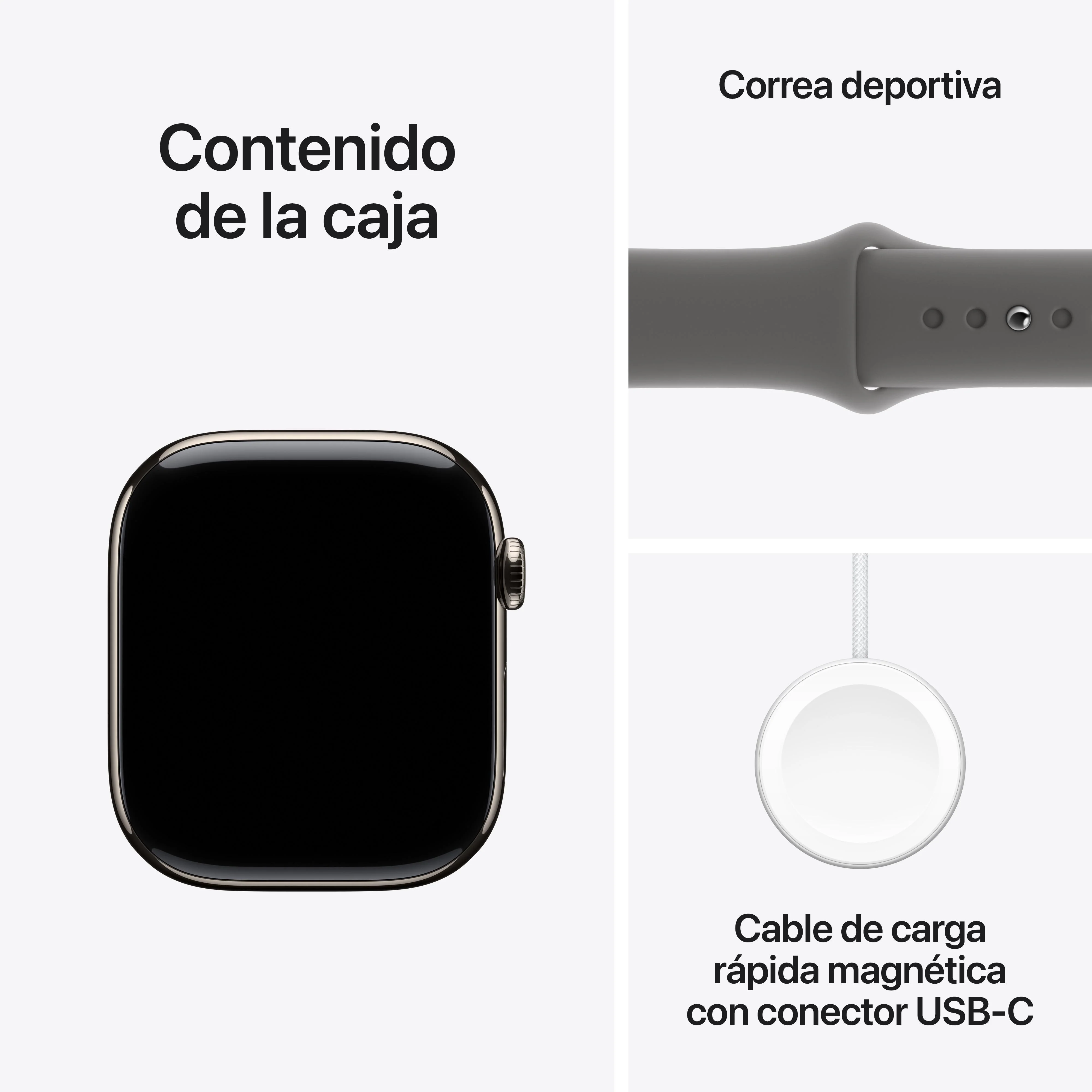 Apple Watch Series 10 (GPS + Cellular) - Caja de titanio natural de 46 mm - Correa deportiva gris piedra - Talla M/L - Image 9