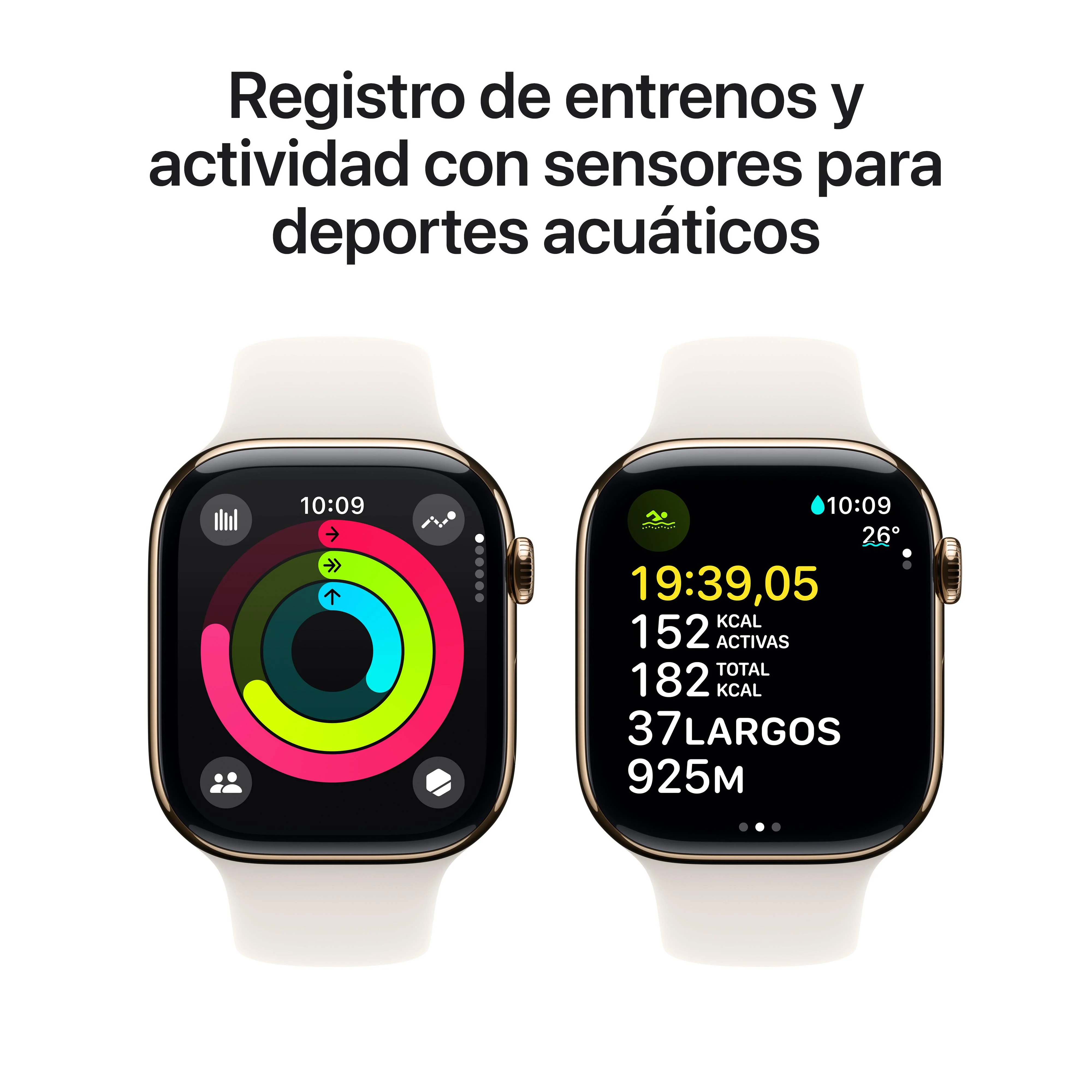 Apple Watch Series 10 (GPS + Cellular) - Caja de titanio en oro de 46 mm - Correa deportiva blanco estrella - Talla M/L - Image 4