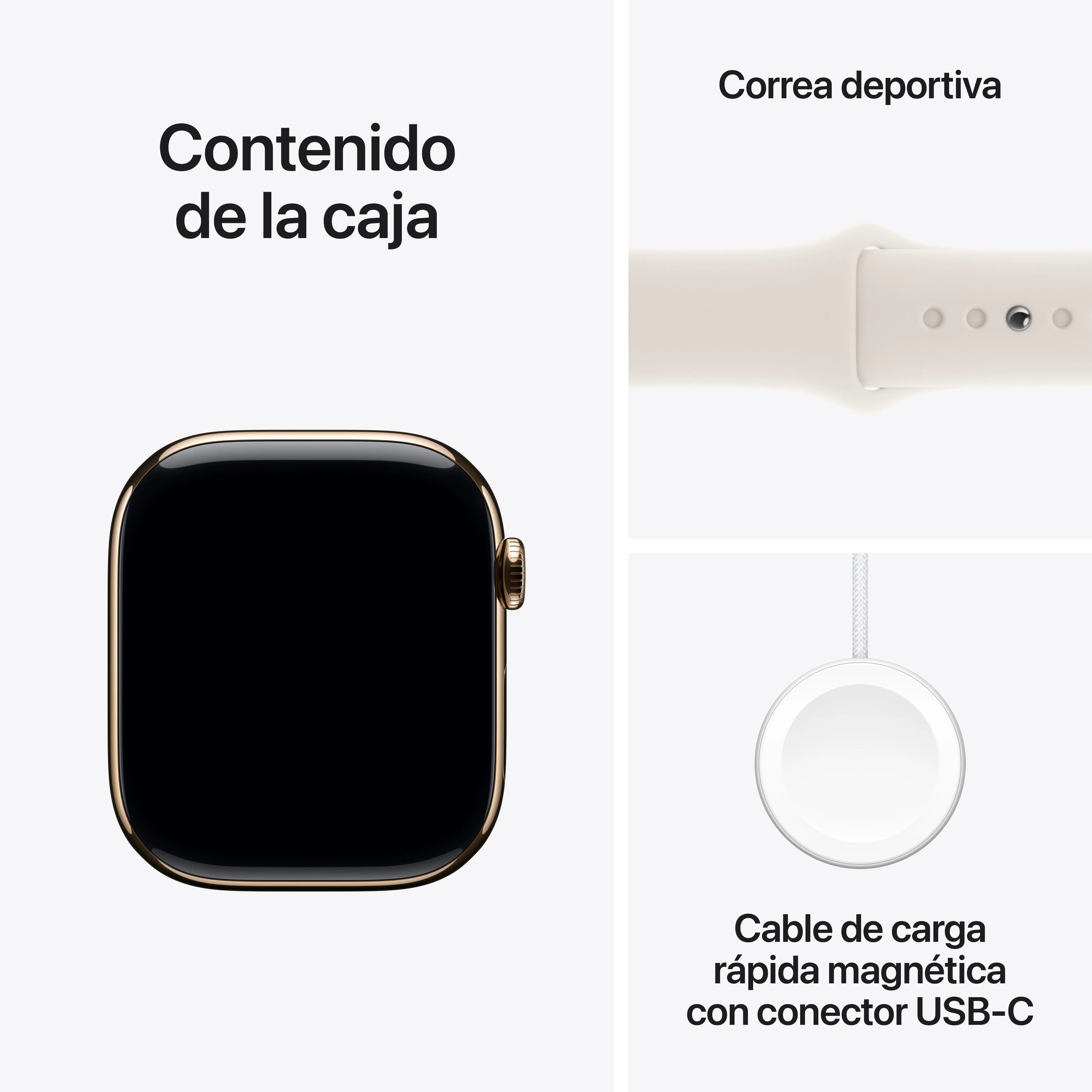 Apple Watch Series 10 (GPS + Cellular) - Caja de titanio en oro de 46 mm - Correa deportiva blanco estrella - Talla M/L - Image 9